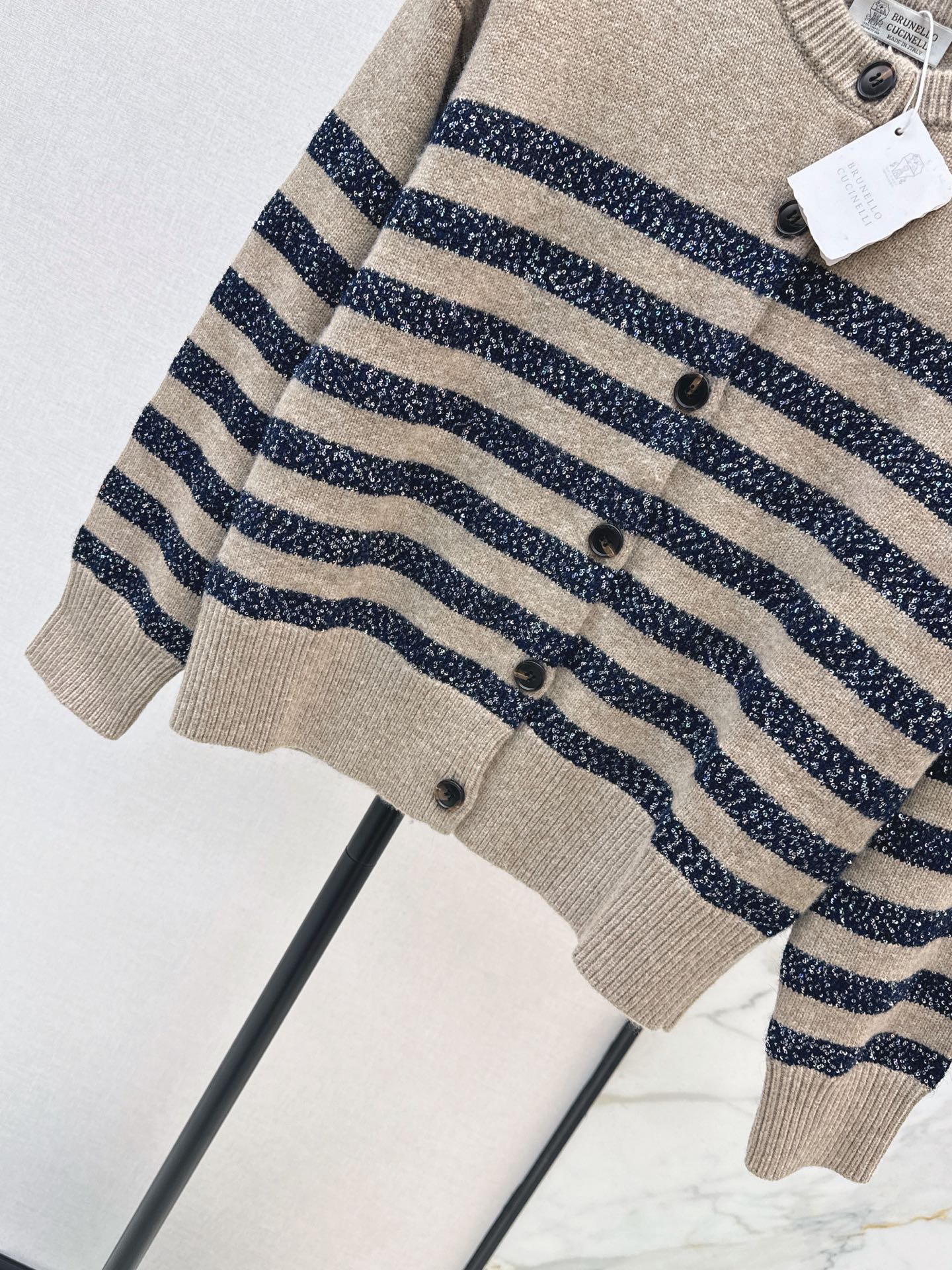 Brun 26fw stripe knit cardigan