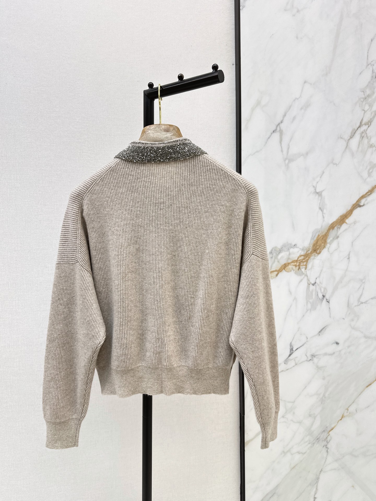 Brun 26fw beading knit cardigan