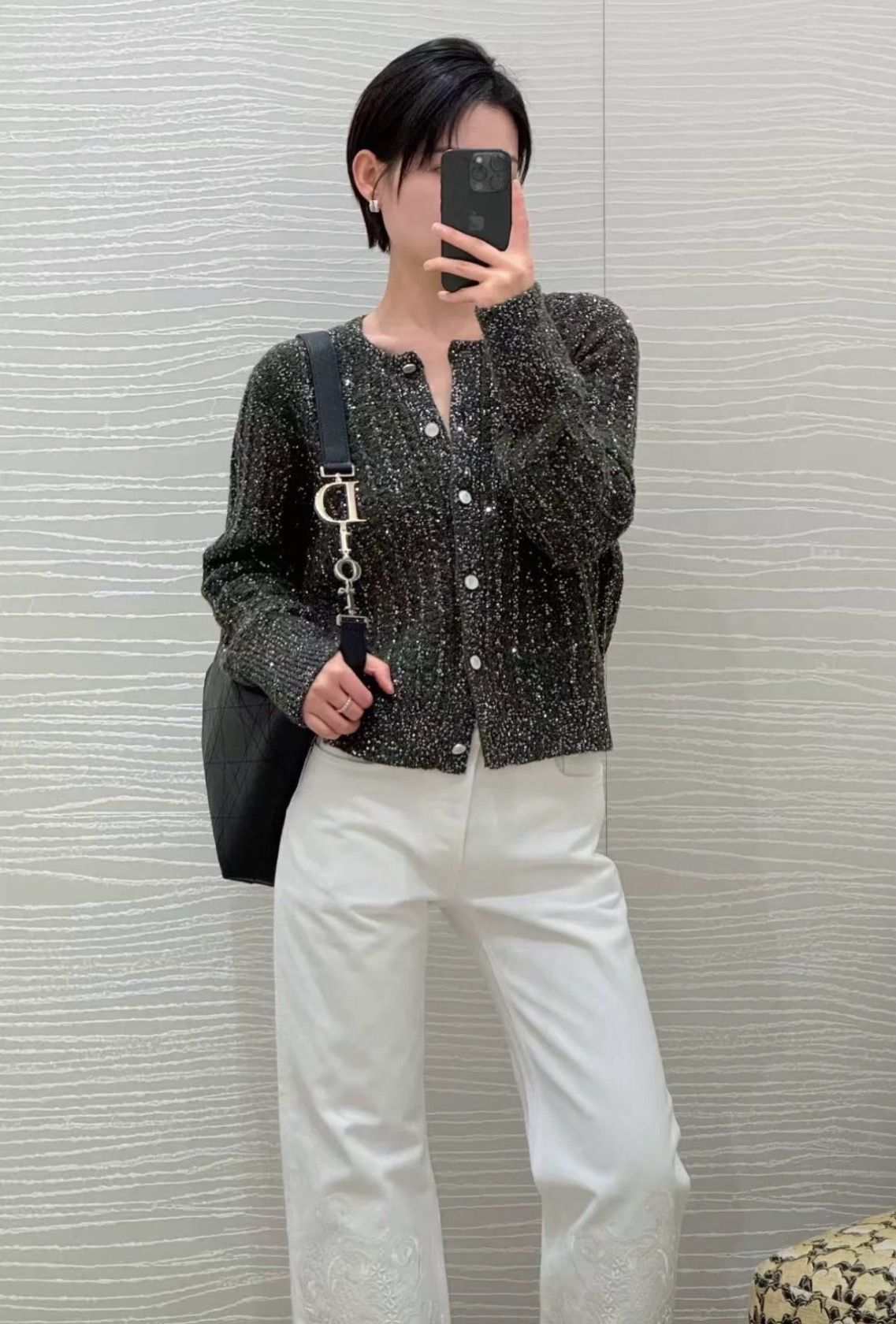 CD 26fw iridescent sequins cardigan jacket