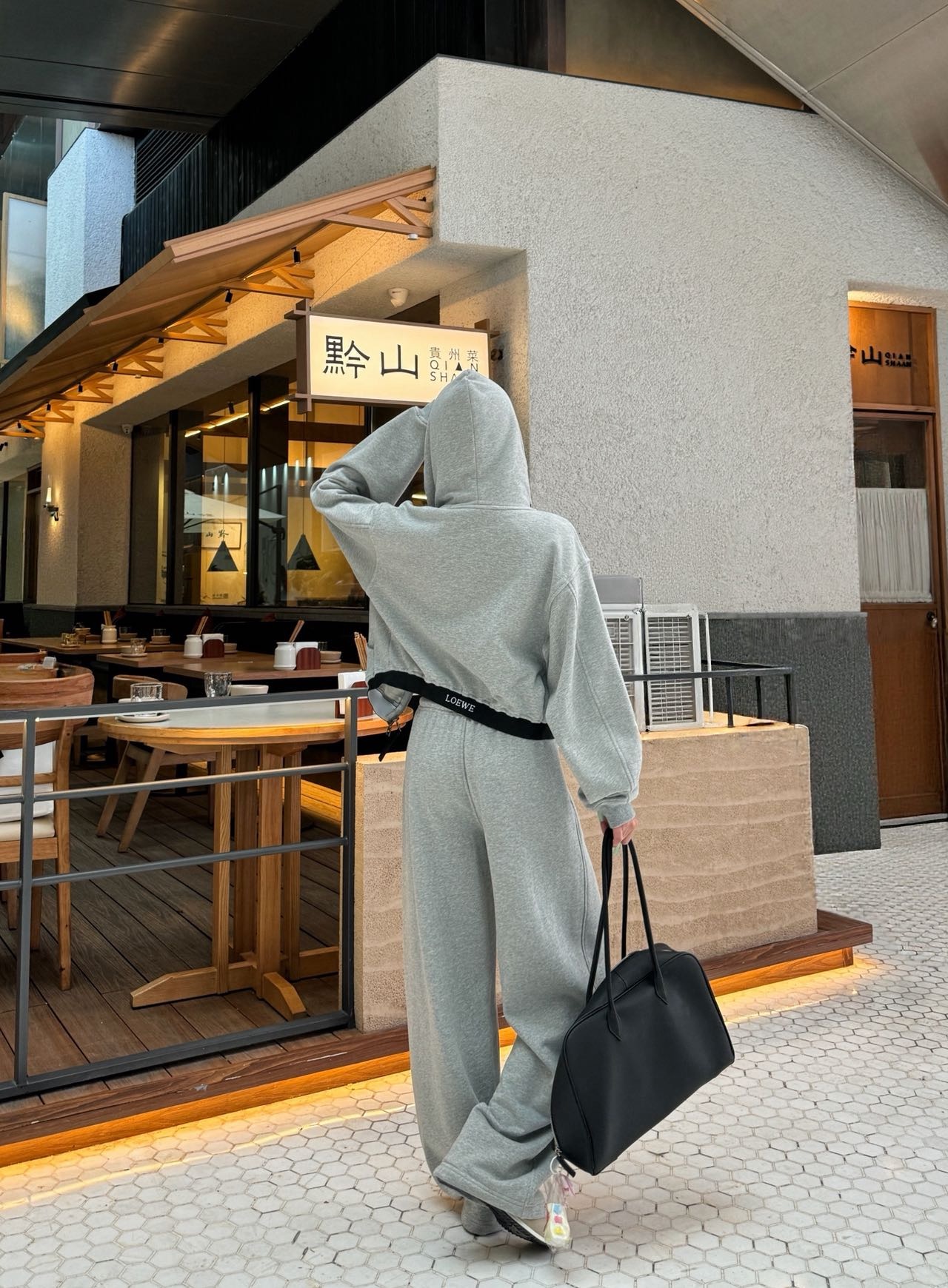 Loe 26fw hooded jacket wide-leg pants sets