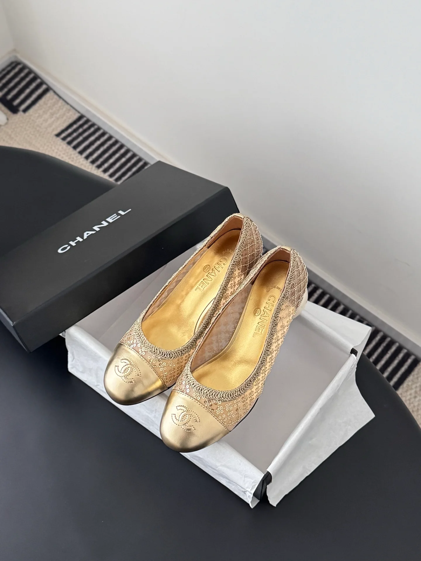 Chan 26ss pearl mary jane chunky heel