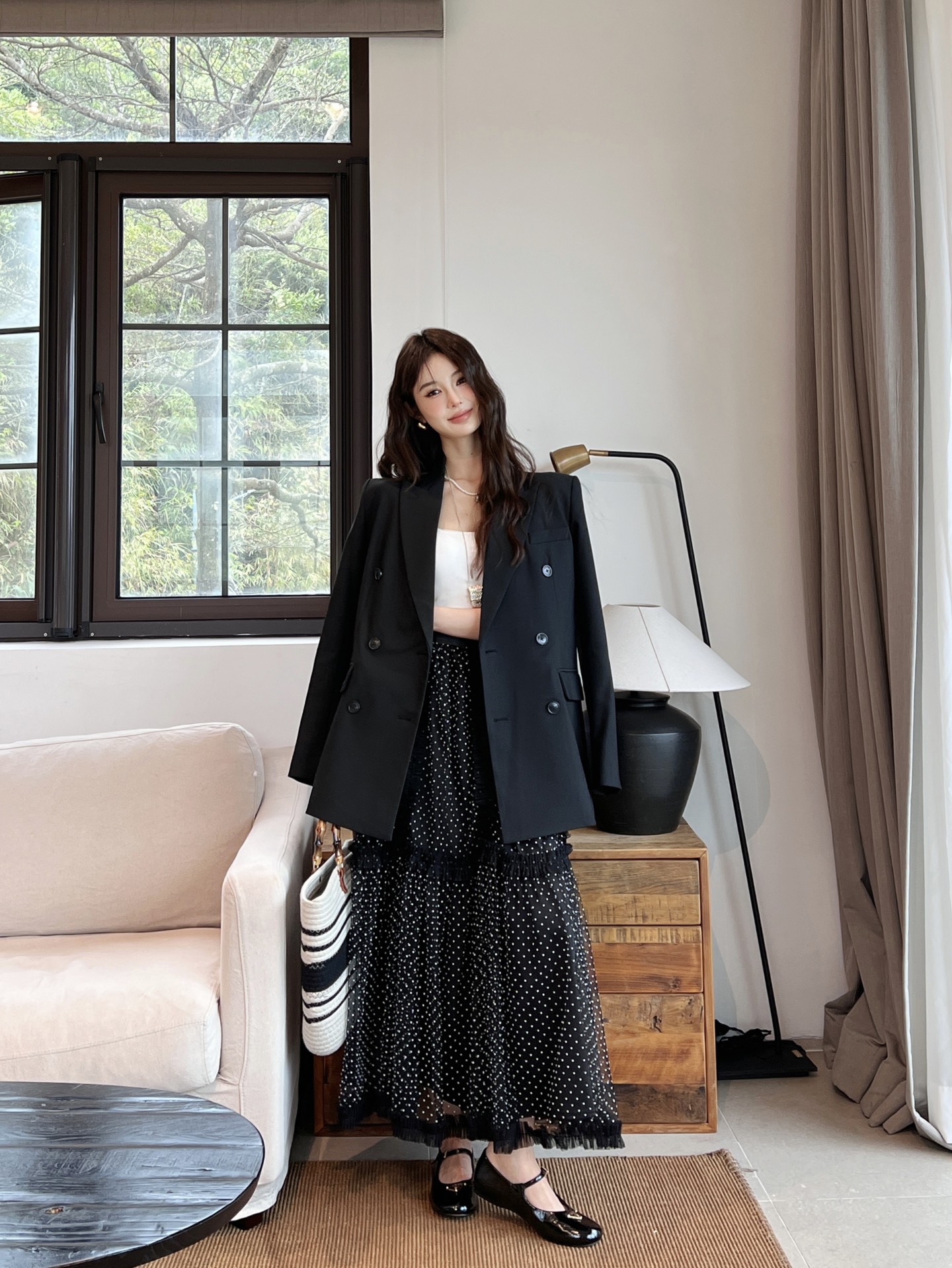 CD 26fw pokla dots mesh skirt