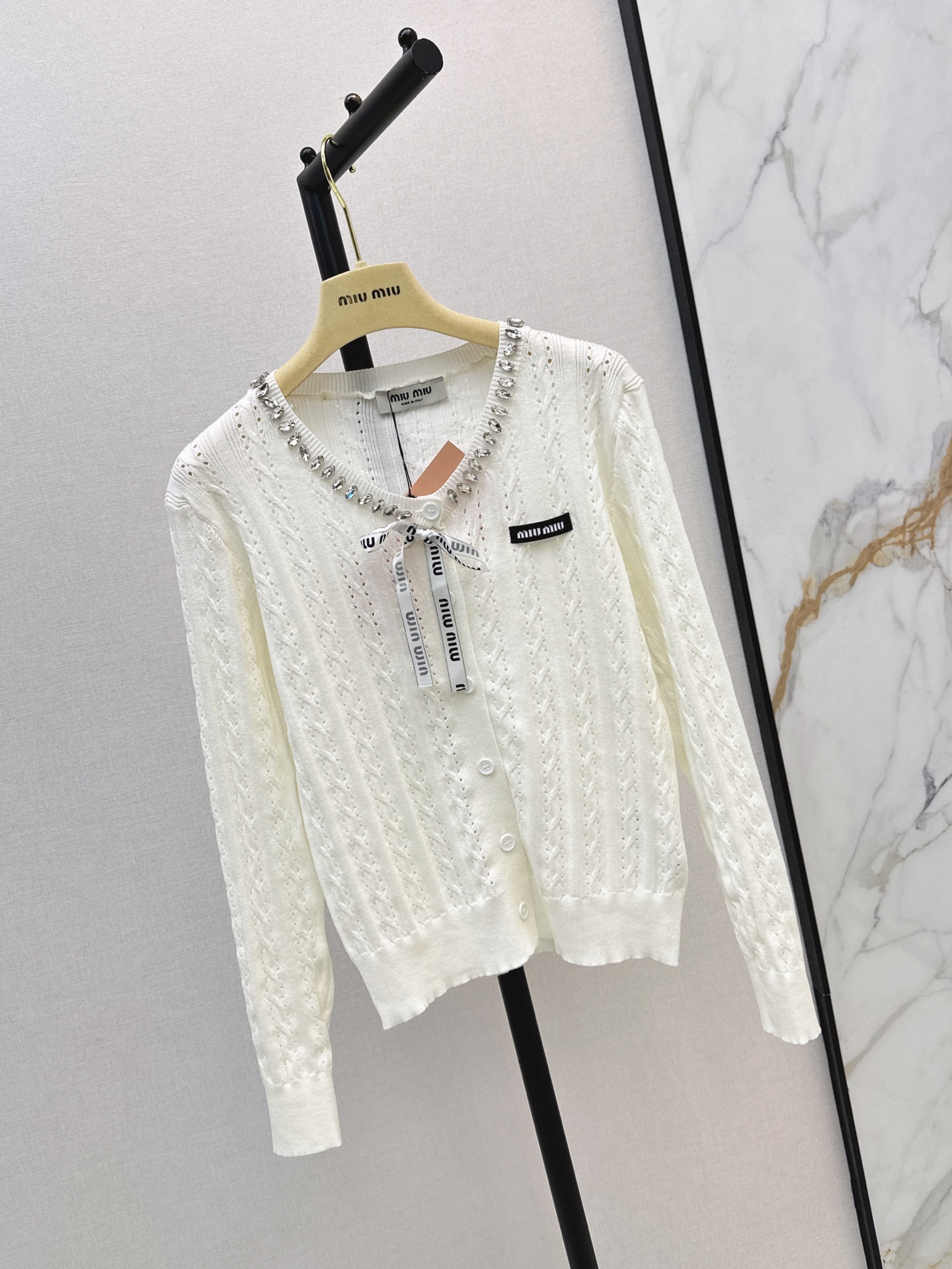 Miu 26fw cable knit cardigan