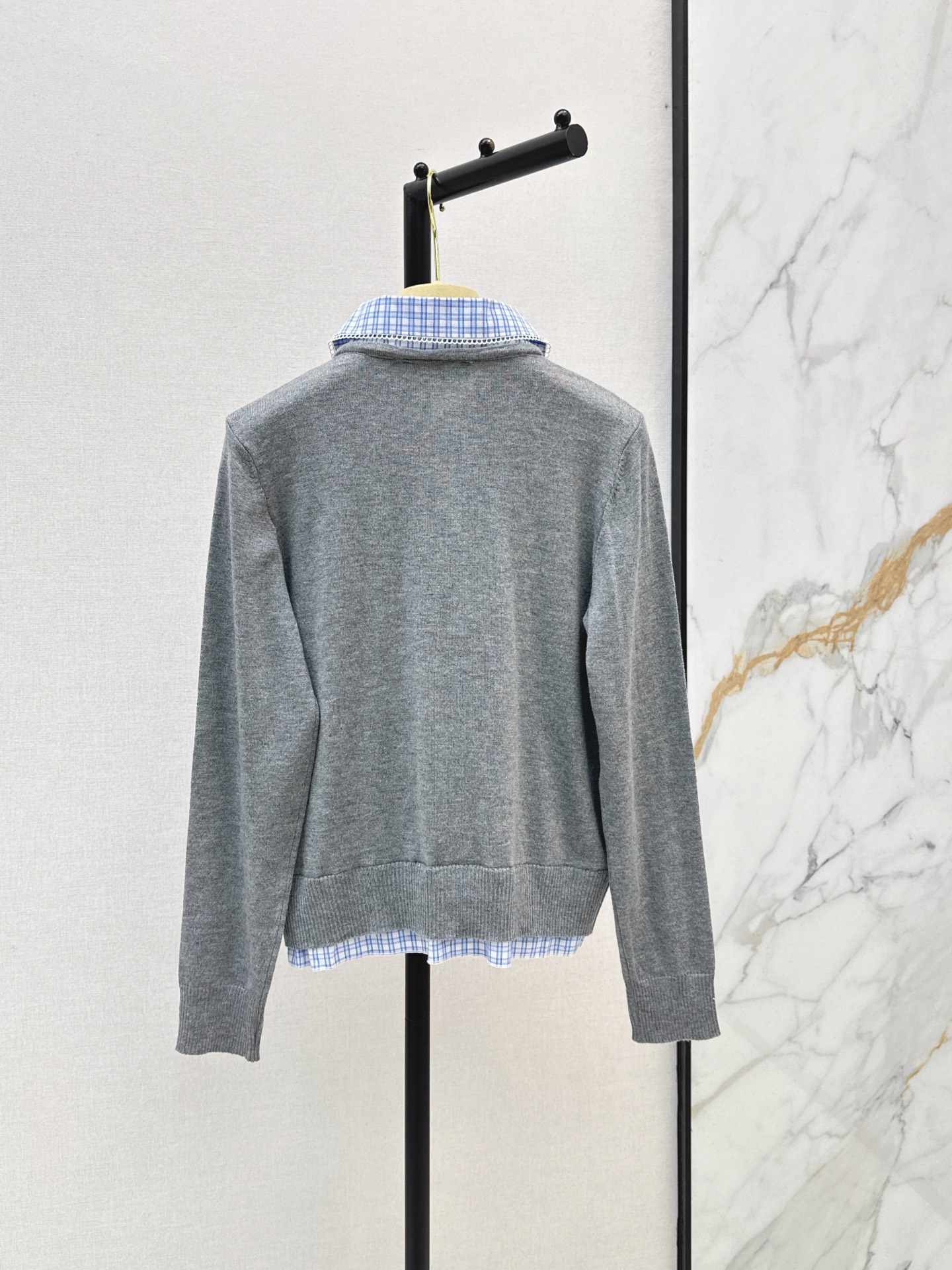 Miu 26fw check knit cardigan