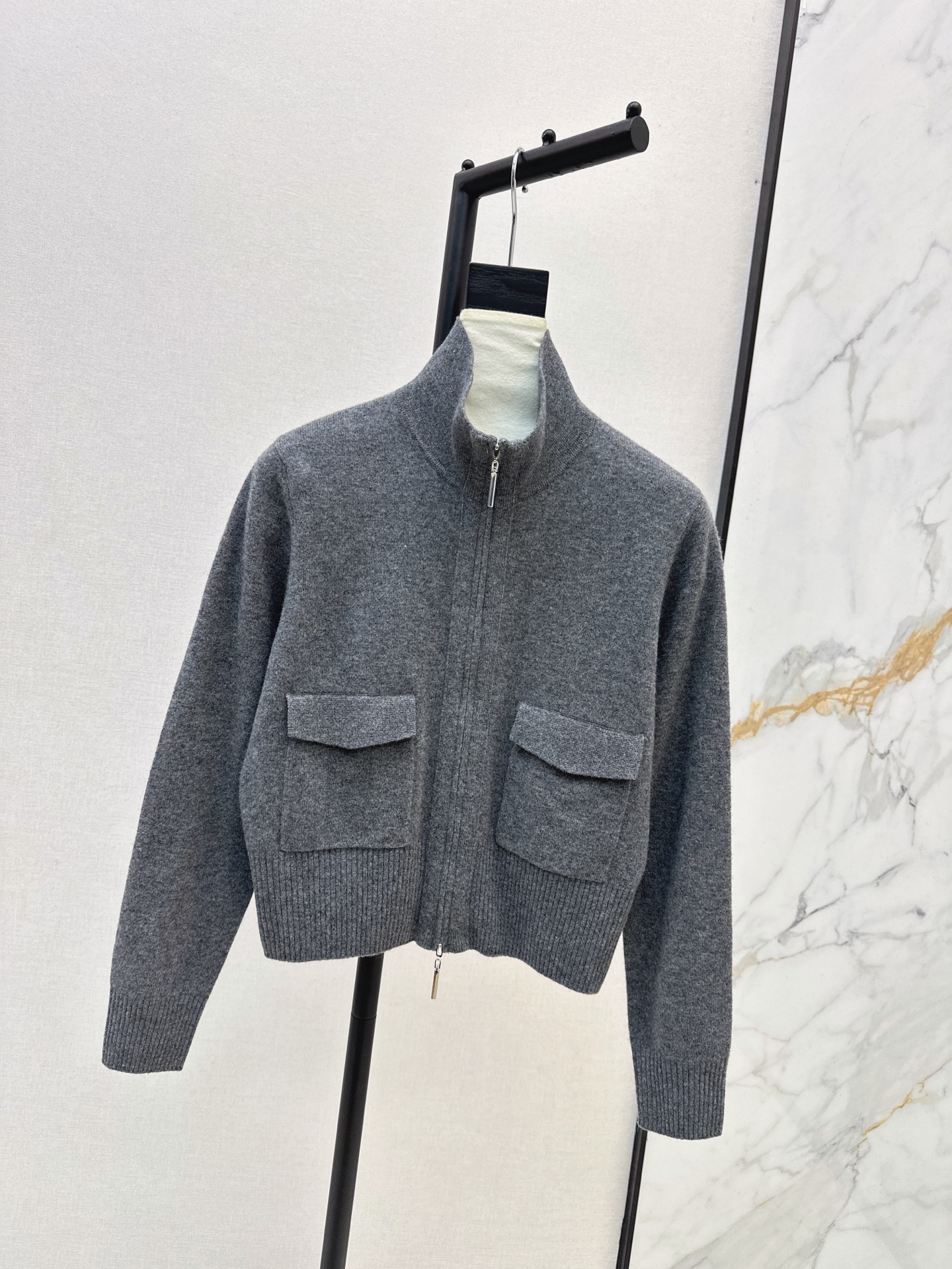 Brun 26fw stand collar knit cardigan