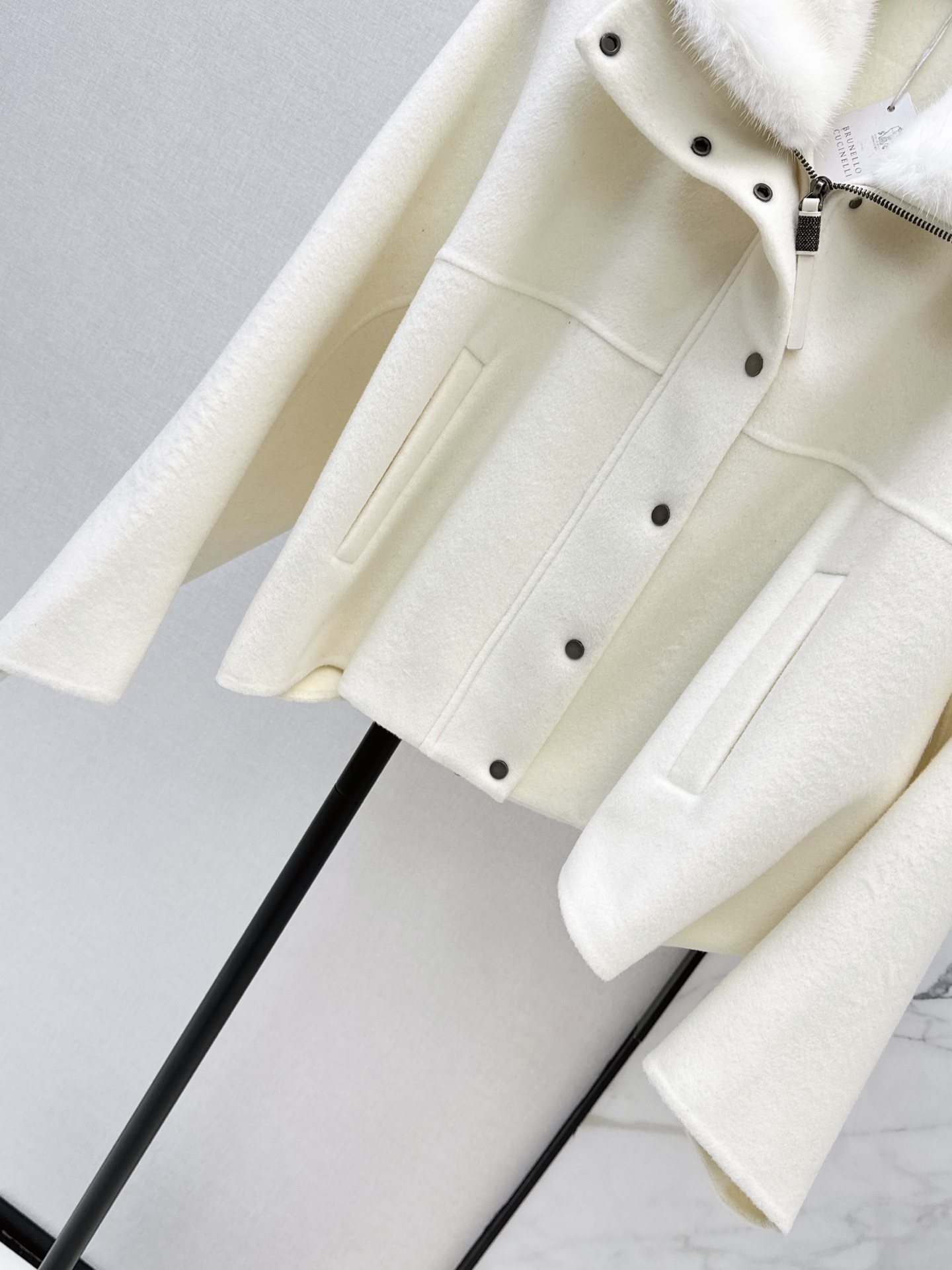 Brun 26fw fur-trim wool jacket