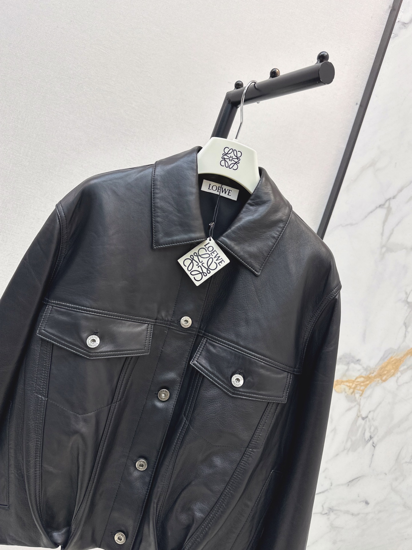 Loe 26fw Leather-Effect Trucker Jacket