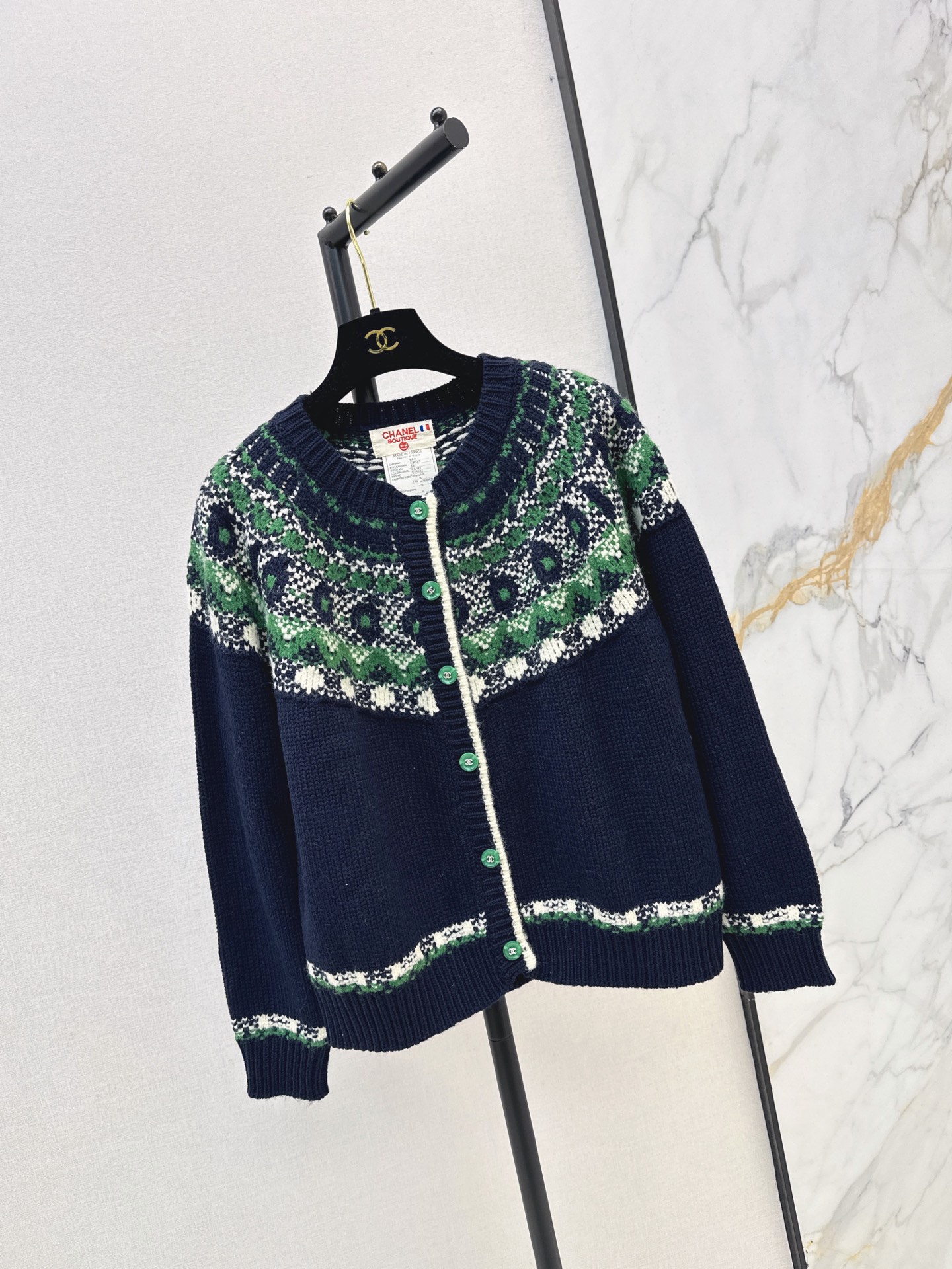 Chan 26fw fair isle knit cardigan