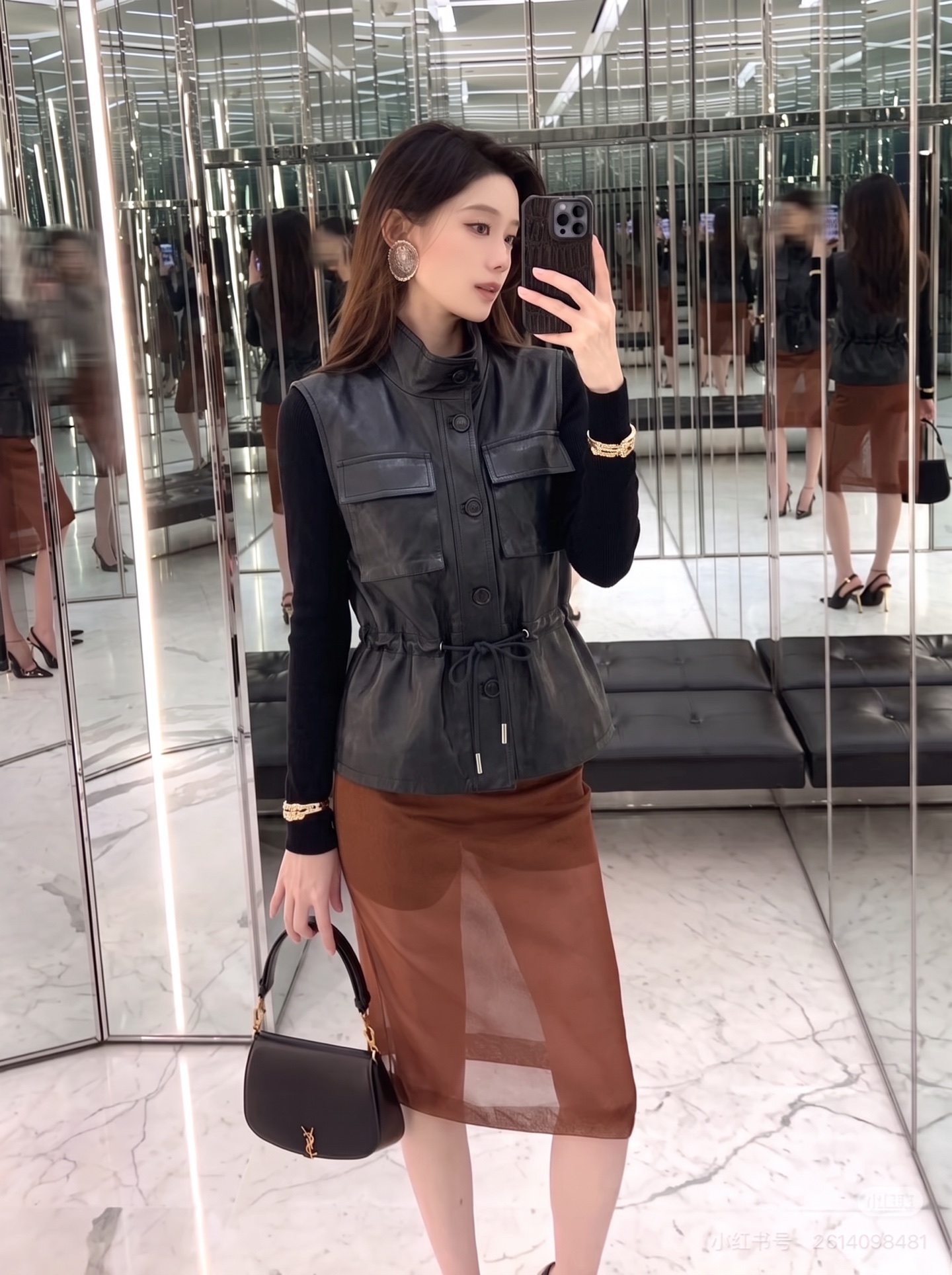 Sain 26fw leather vest jacket