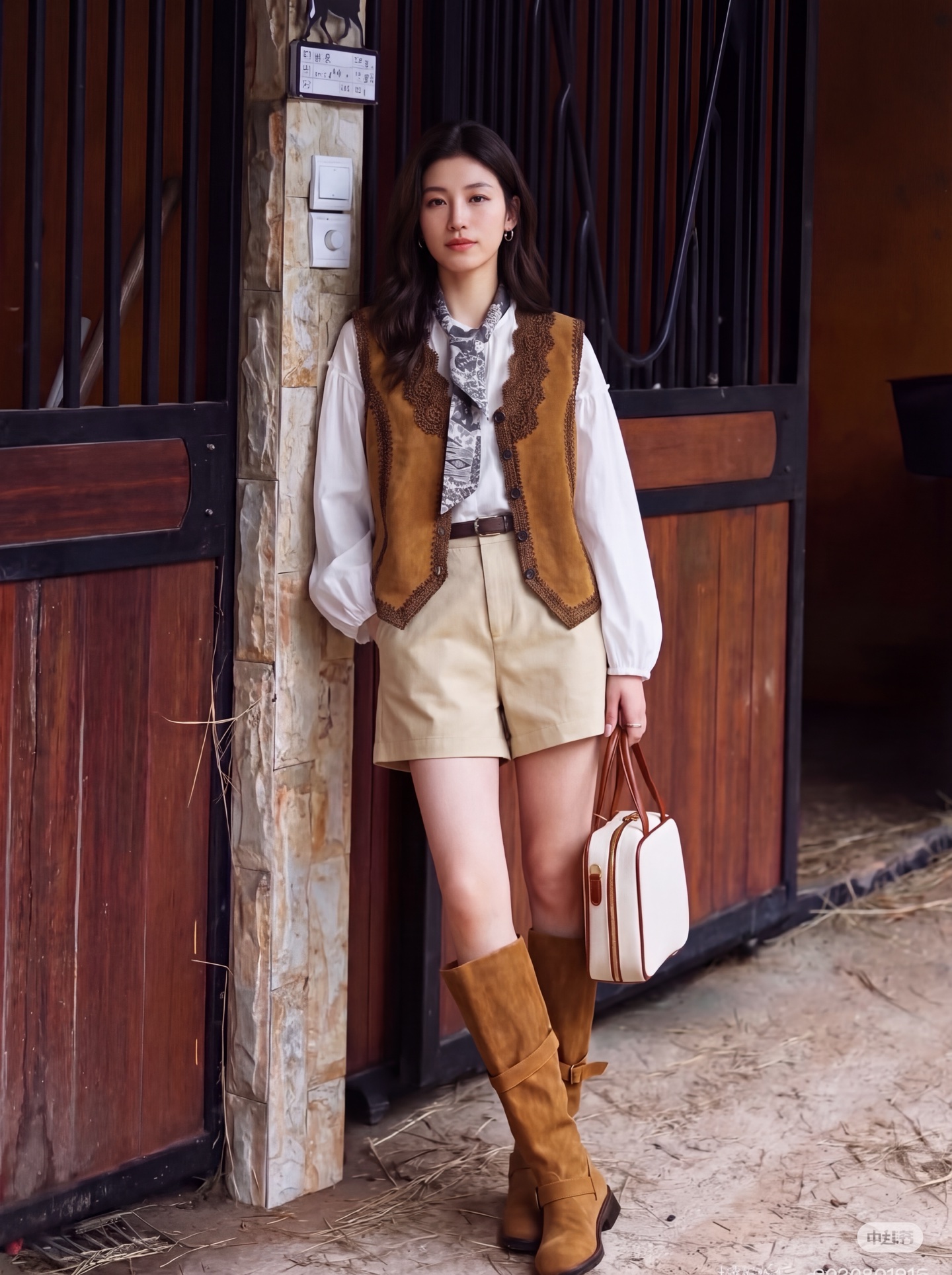 ES 26fw suede fleece leather vest
