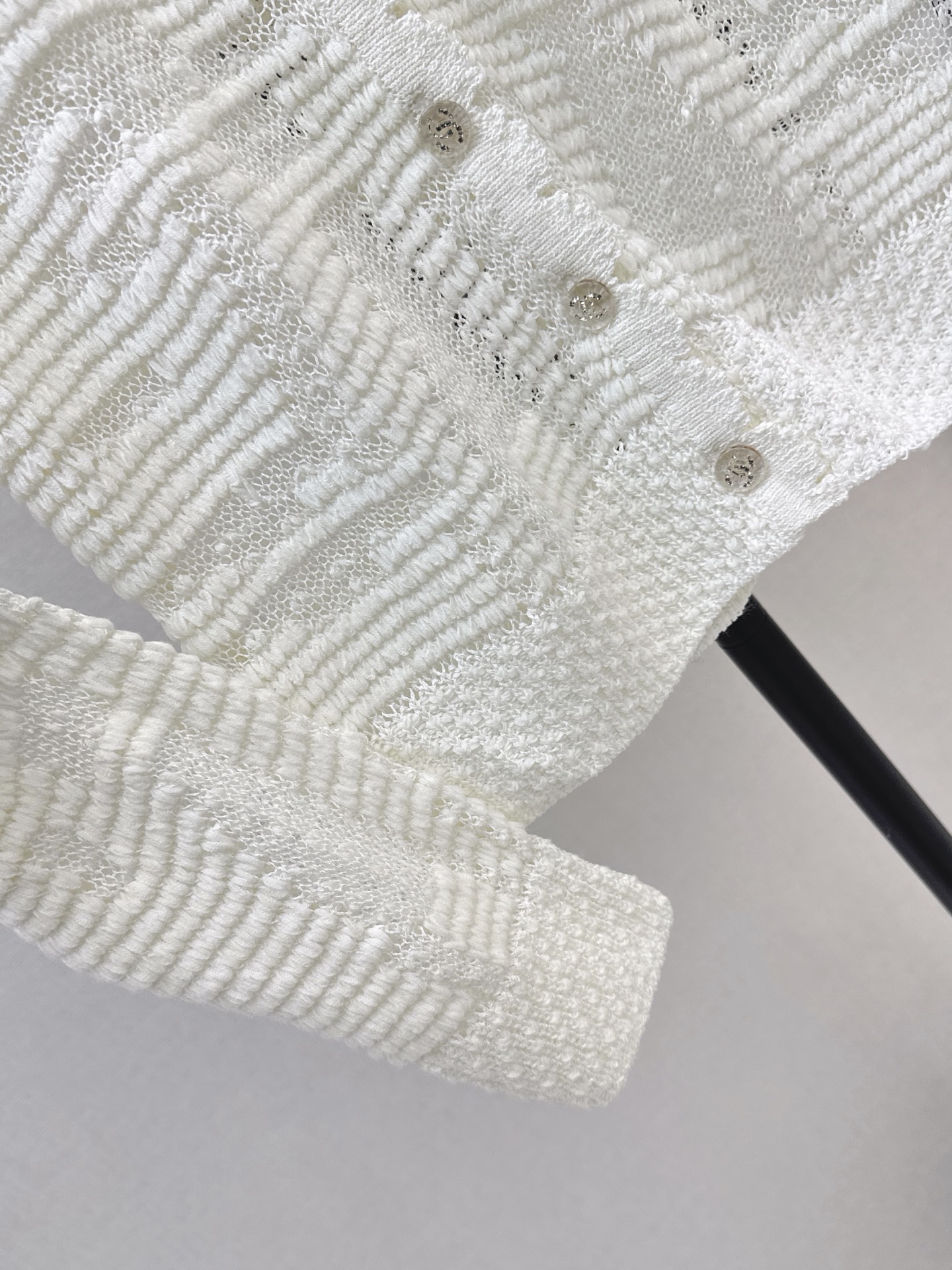 Chan 26fw jacquard hollow cardigan