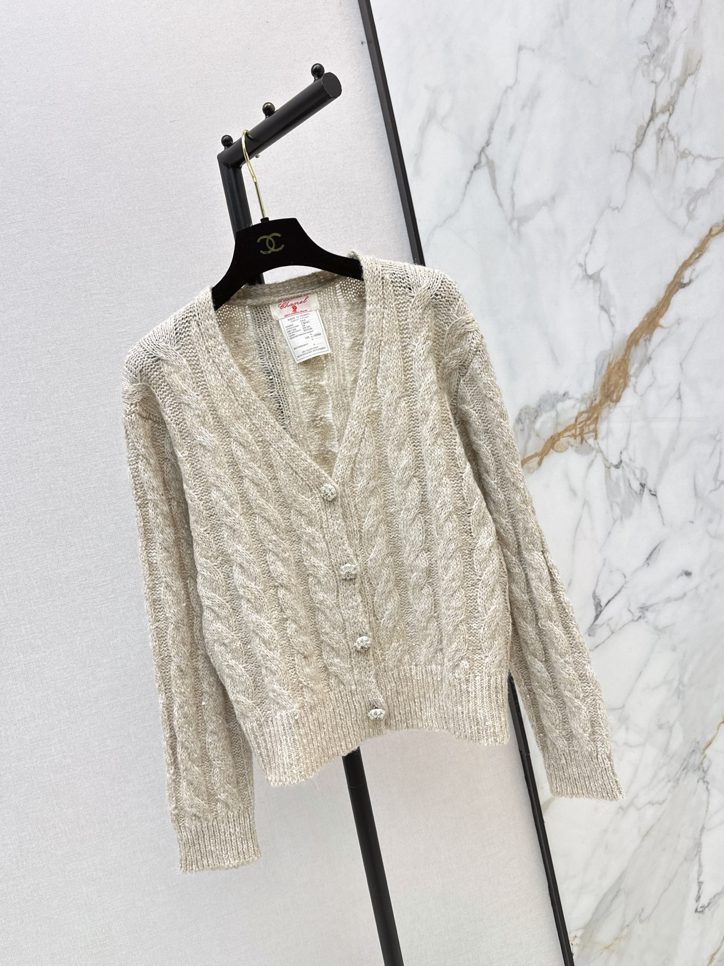 Chan 26fw cable jacquard cardigan