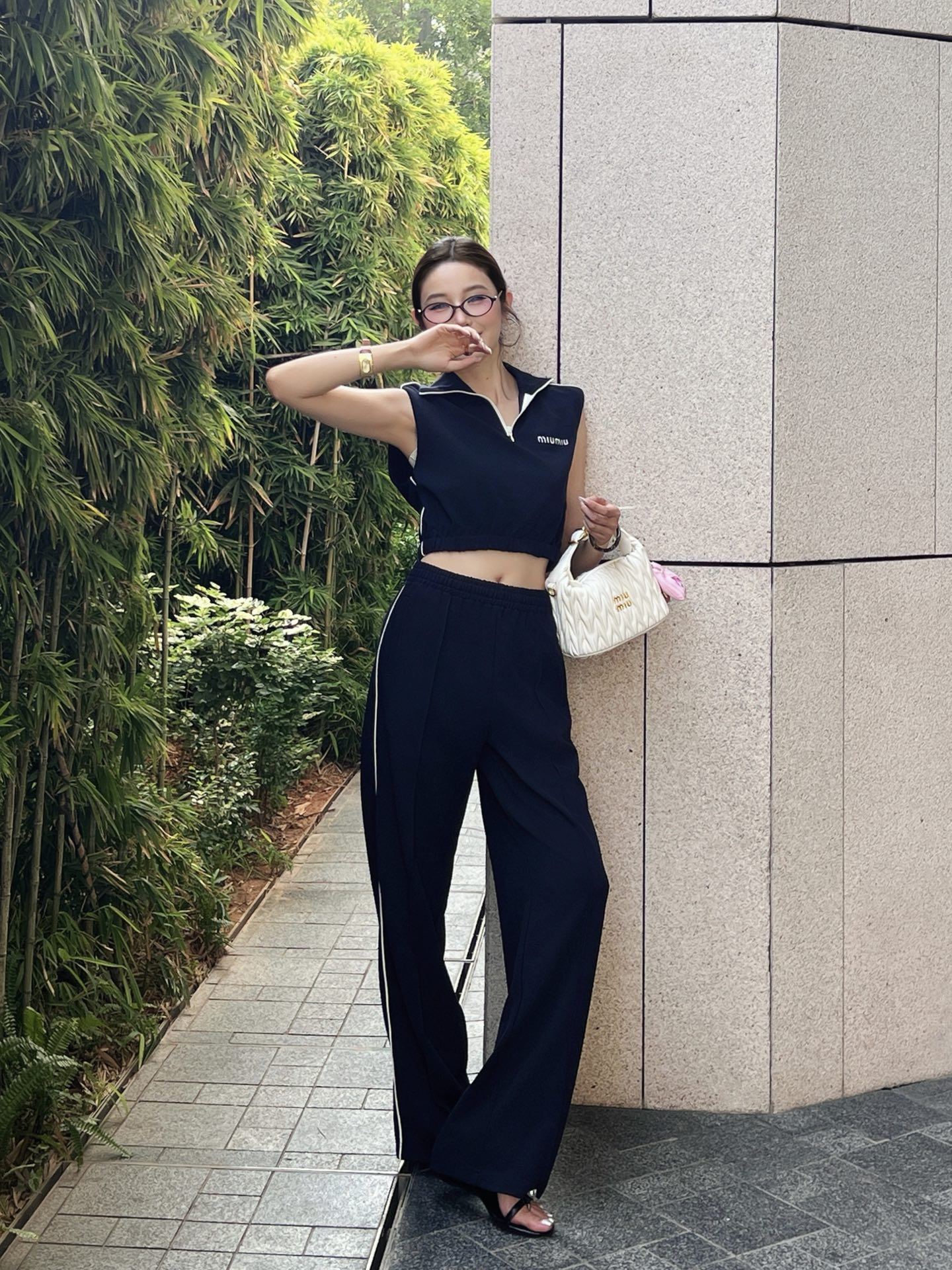 Miu 26ss cropped vest apnts sets