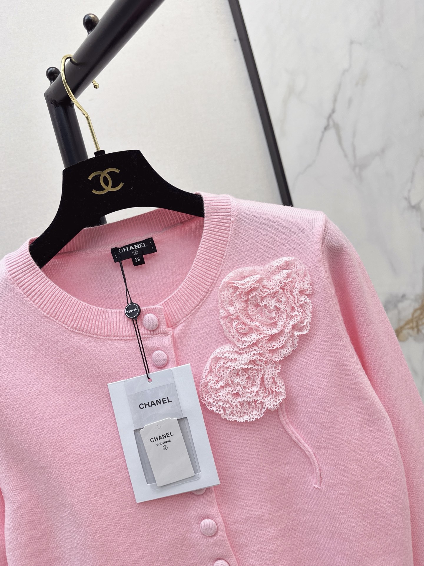 Chan 26fw 3d floarl knit cardigan