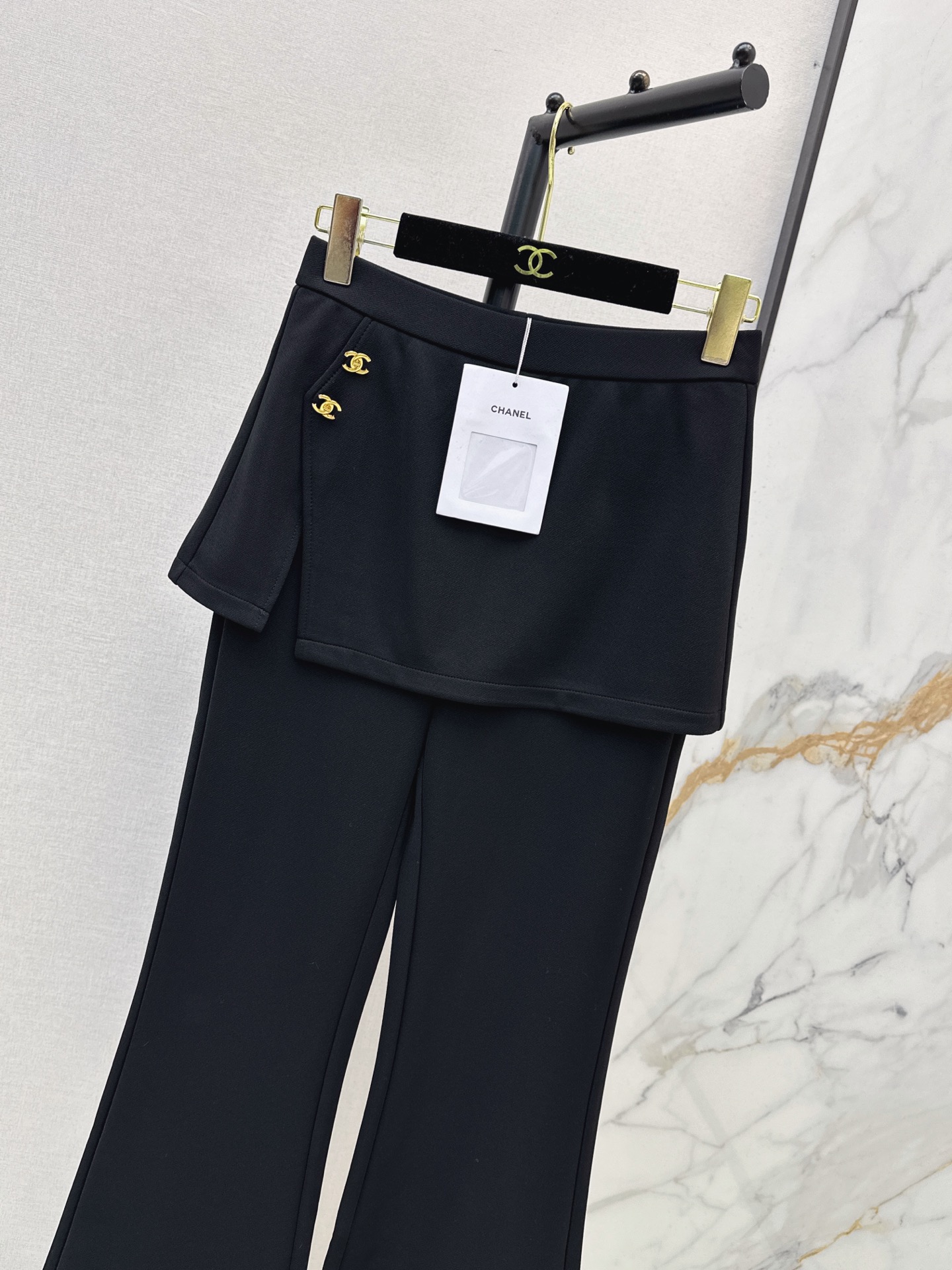 Chan 26fw skirt-overlay flared pants