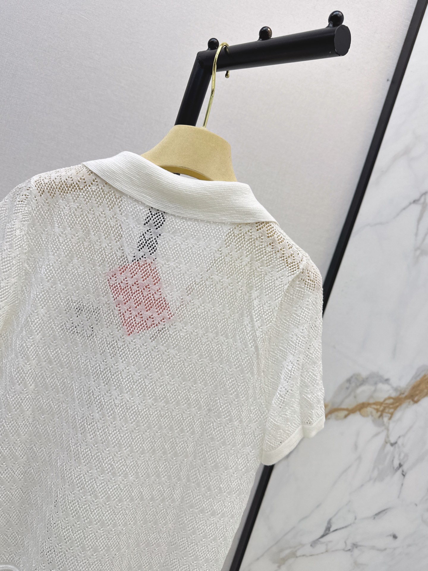 Miu 26fw hoolow lace knit top