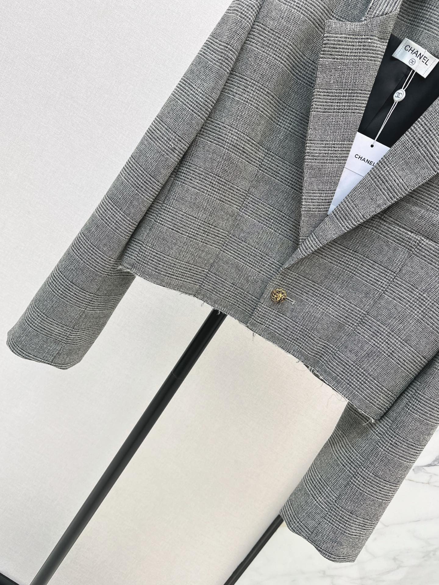 Chan 26fw check cropped jacket