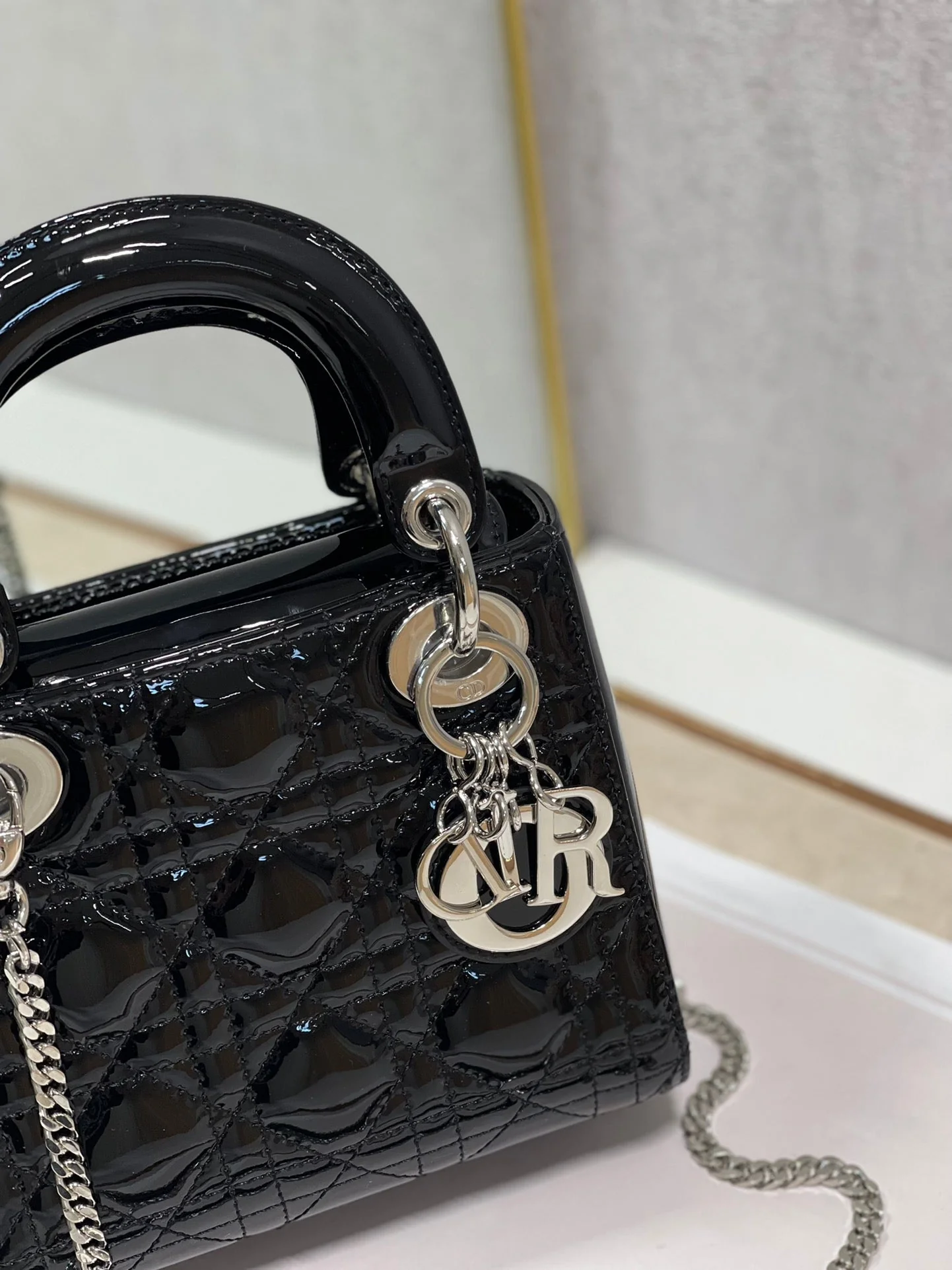 DO Mini & Small Lady Bag Black Patent Cannage Calfskin