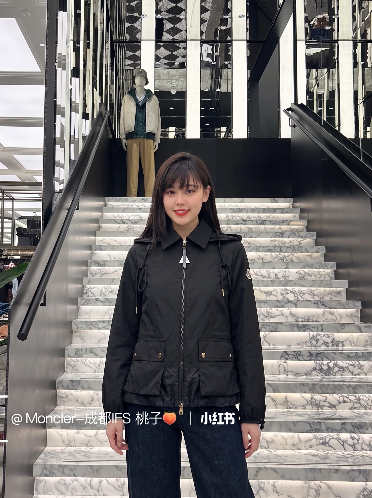 Monc 26fw drawstring hooded jacket