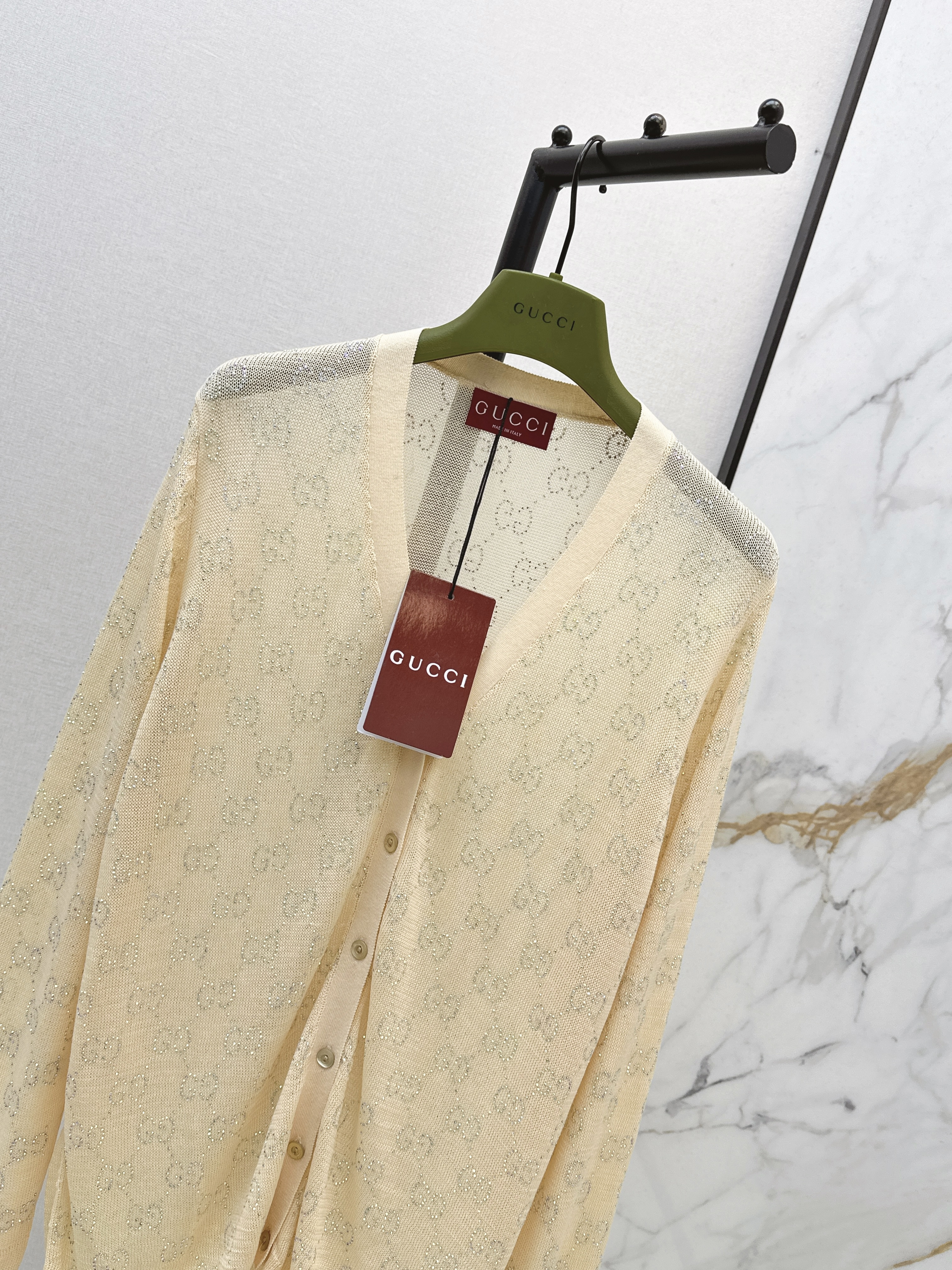Guc 26fw Pale Yellow Knit Cardigan