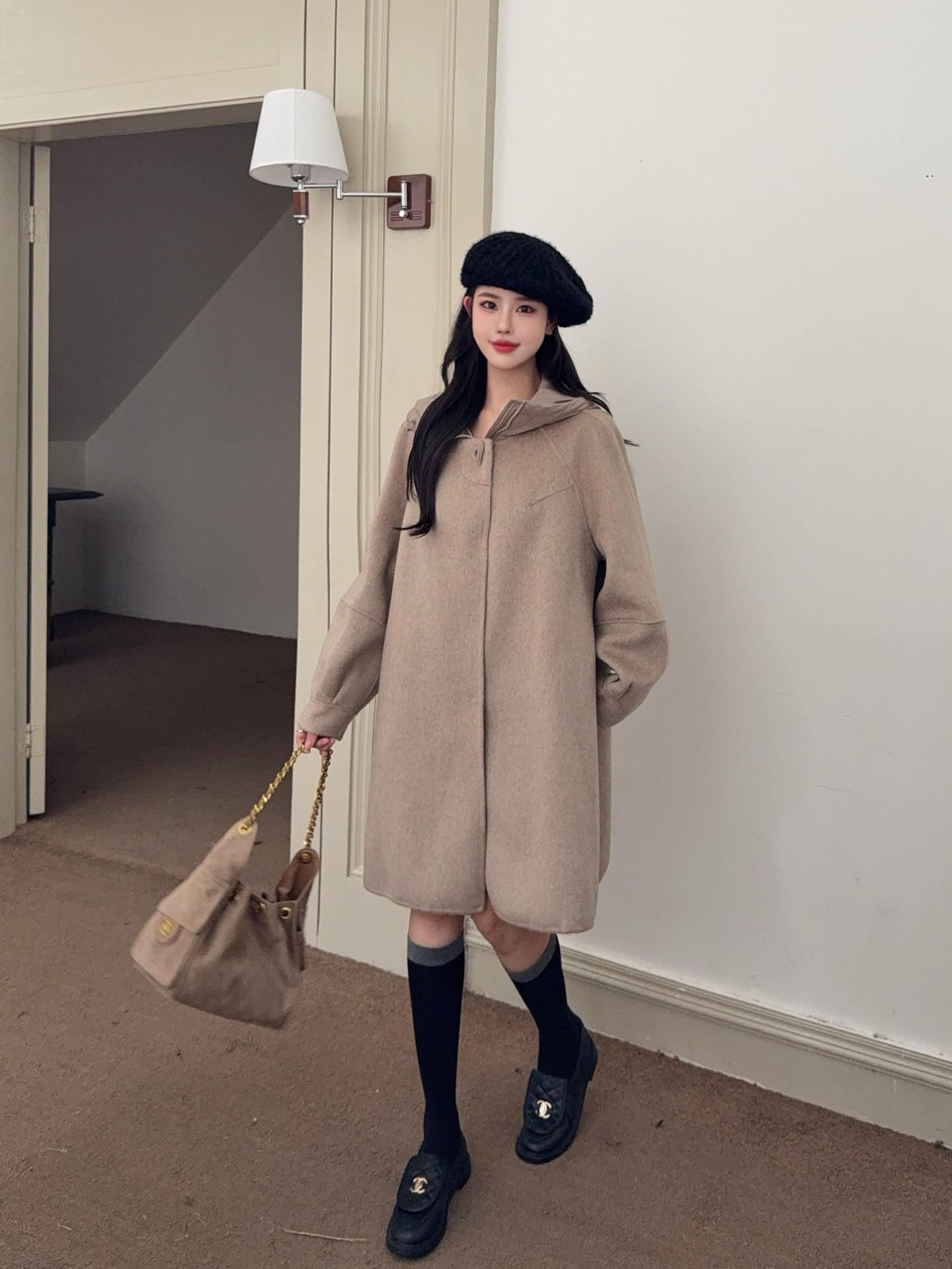 Max 26fw hooded down vest overcoats sets
