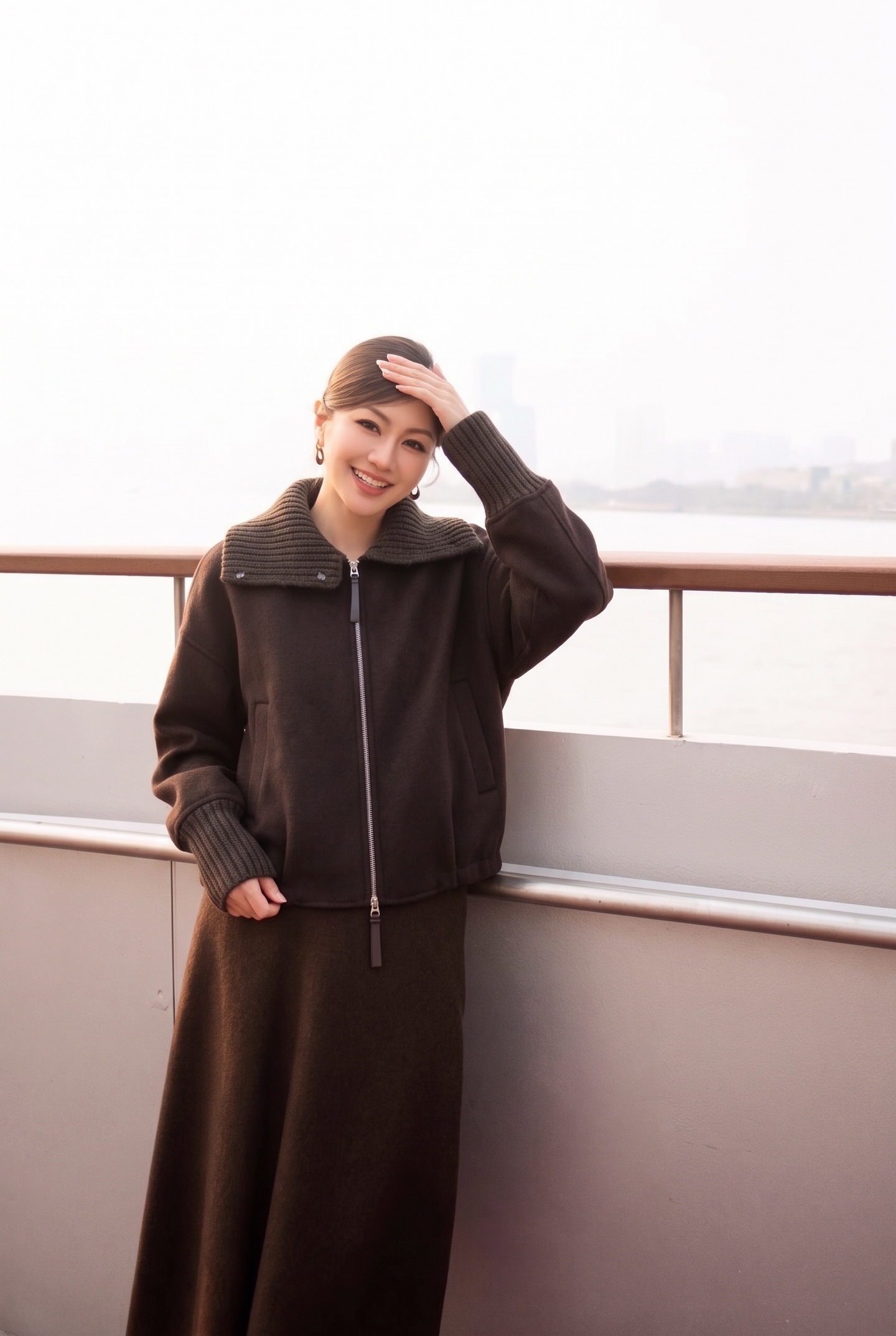 Brun 26fw woolen zipper jacket