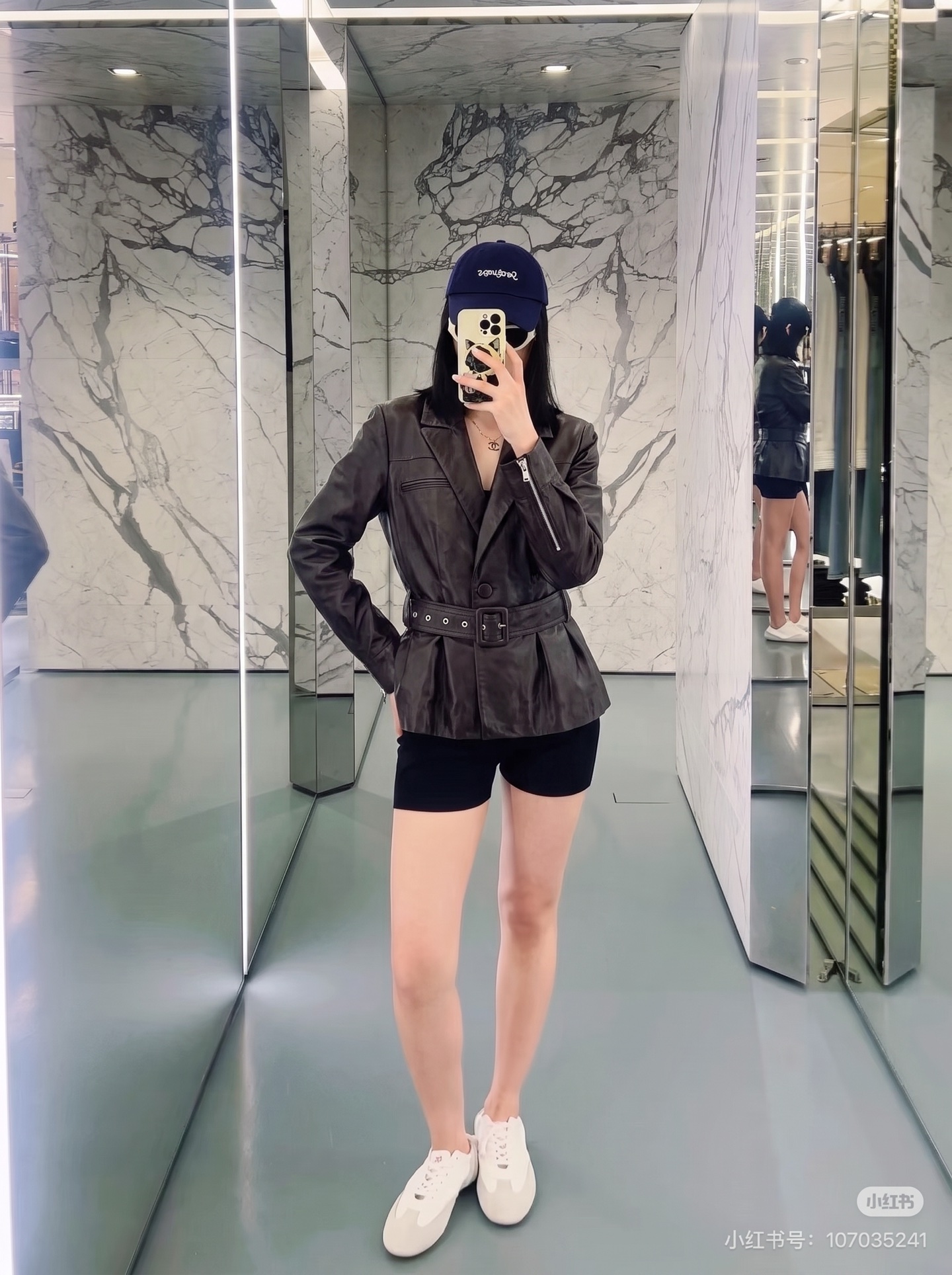 Sain 26fw belted leather jacket