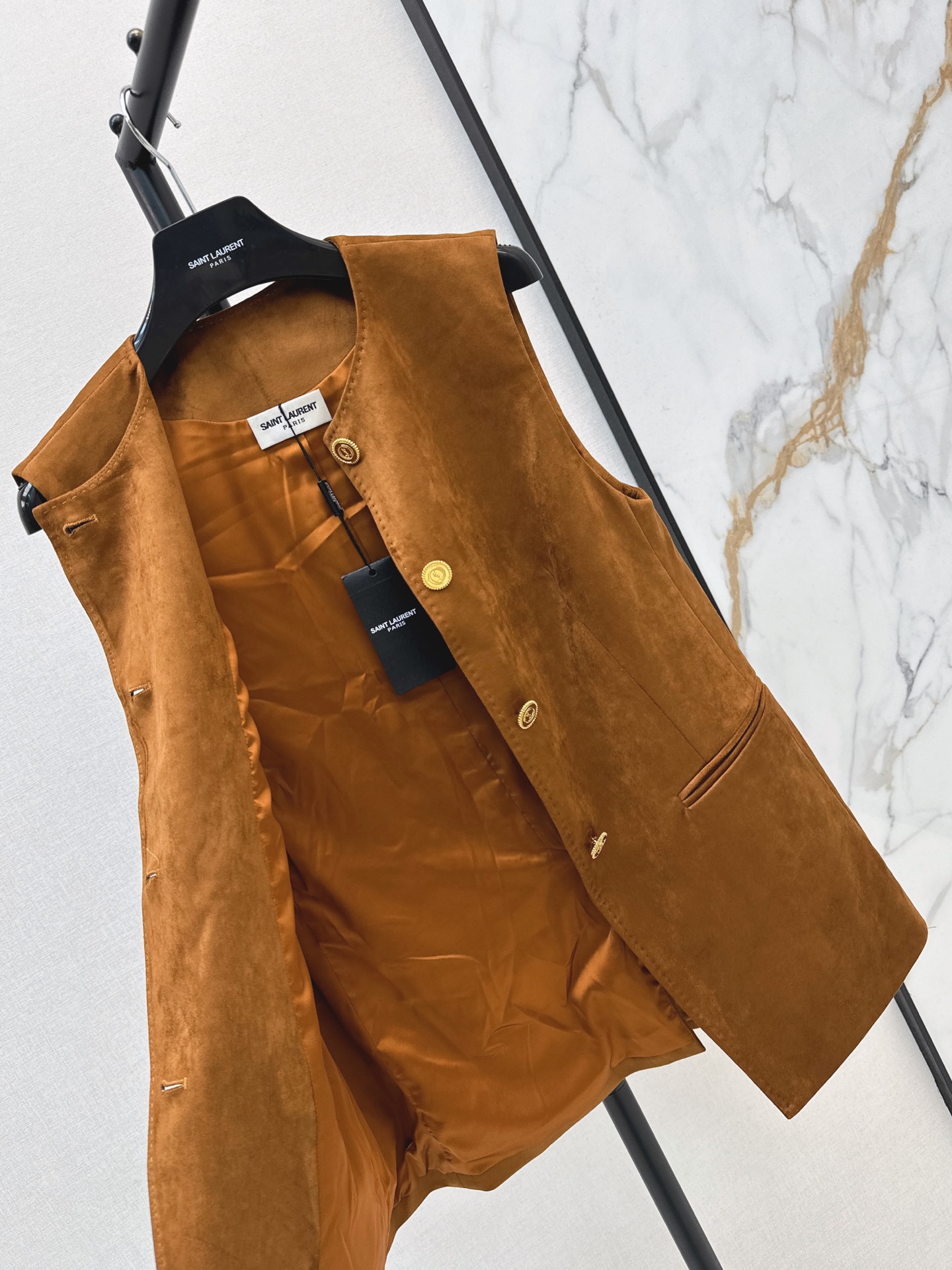 Sain 26fw suede-fleece vest jacket