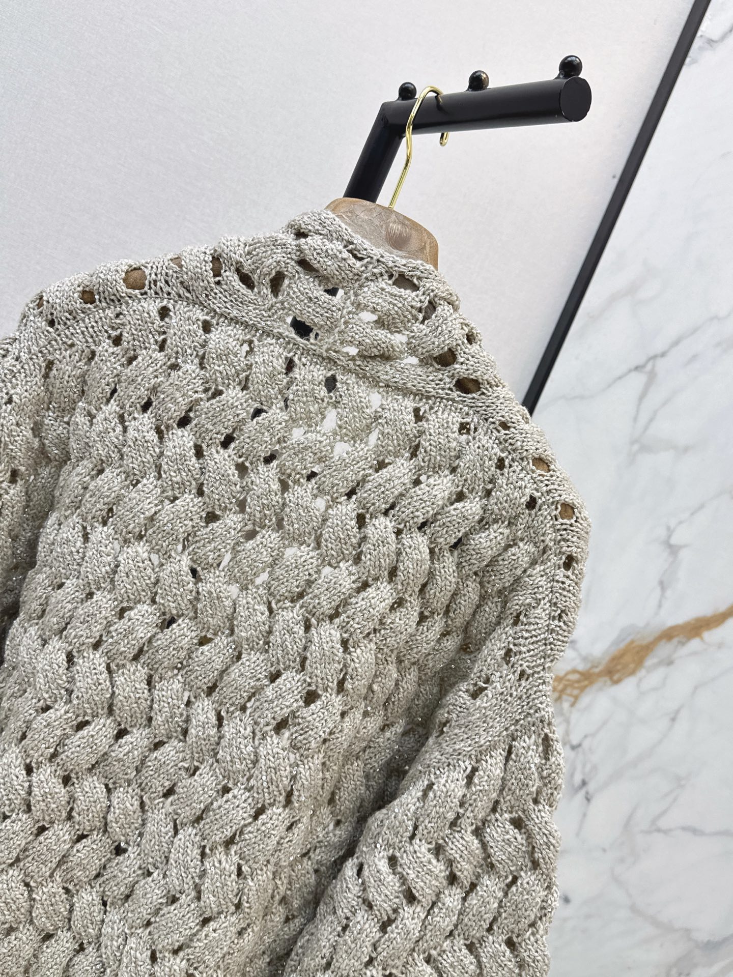 Brun 26fw hollow knit cardigan