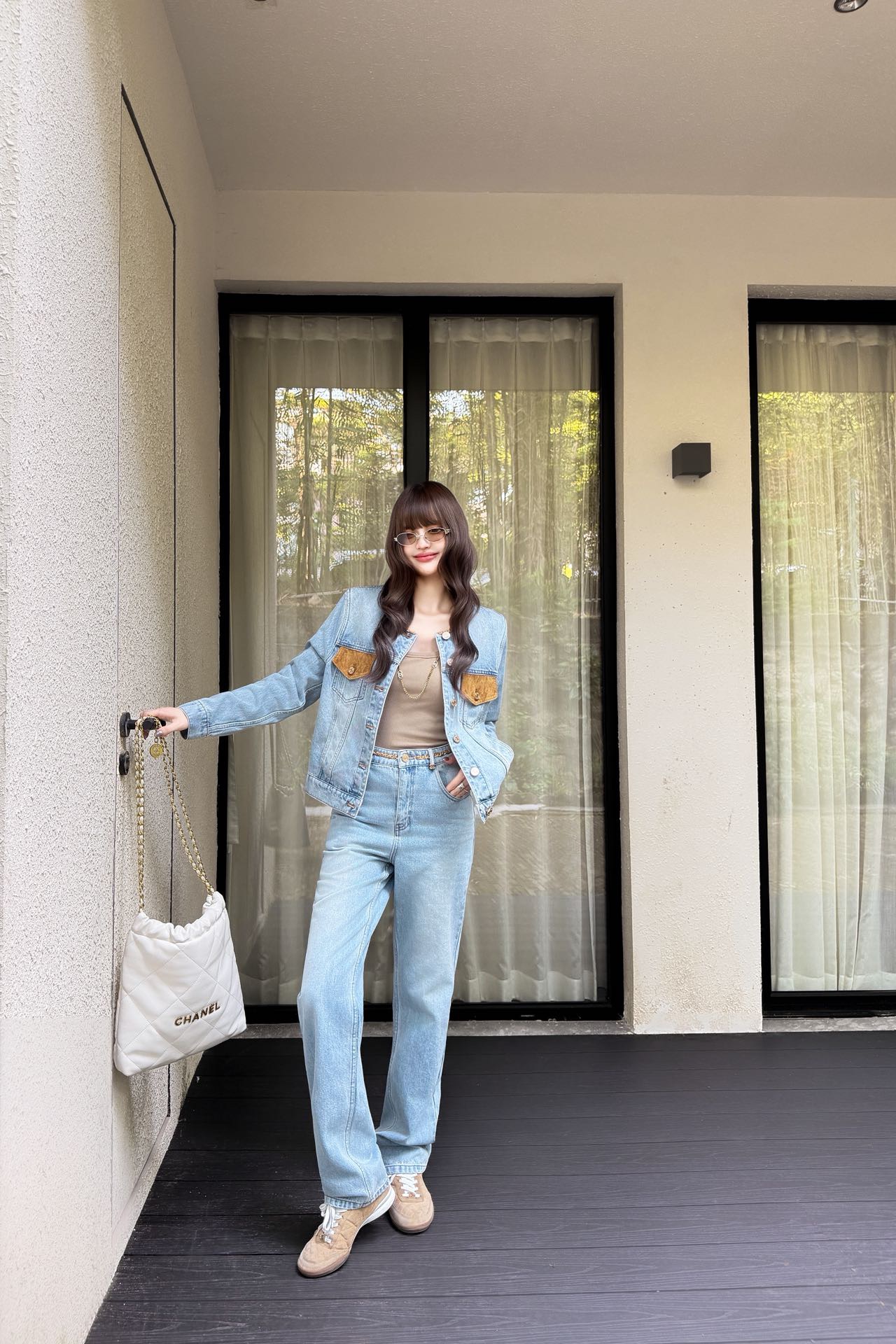 Chan 26fw suede contract straight-leg jeans