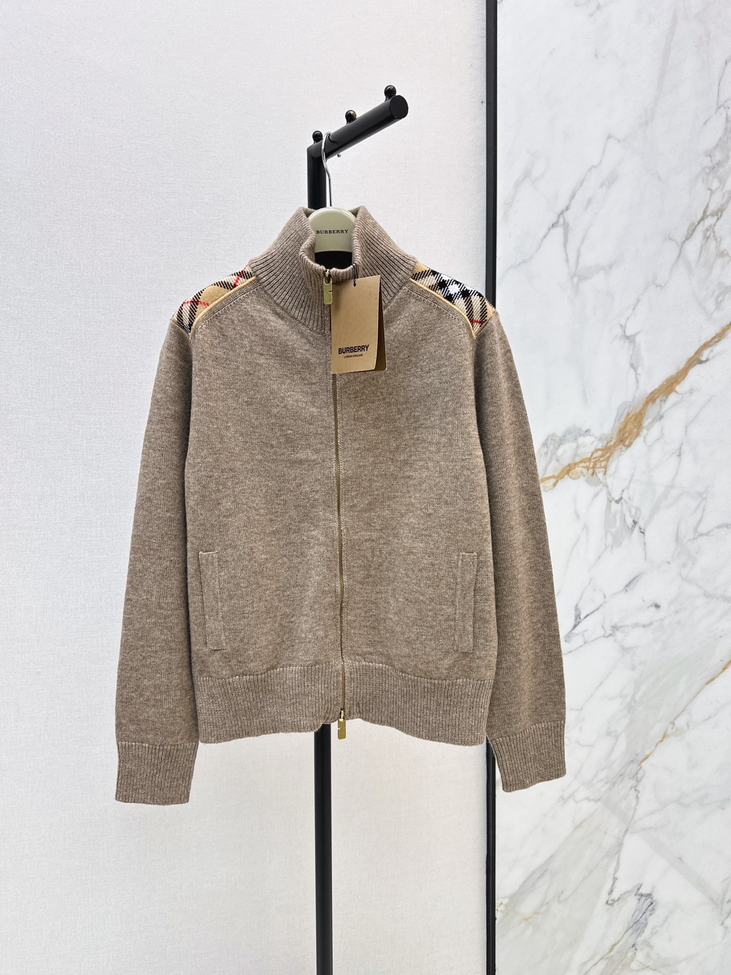 Burb 26fw check contract zipper jacket