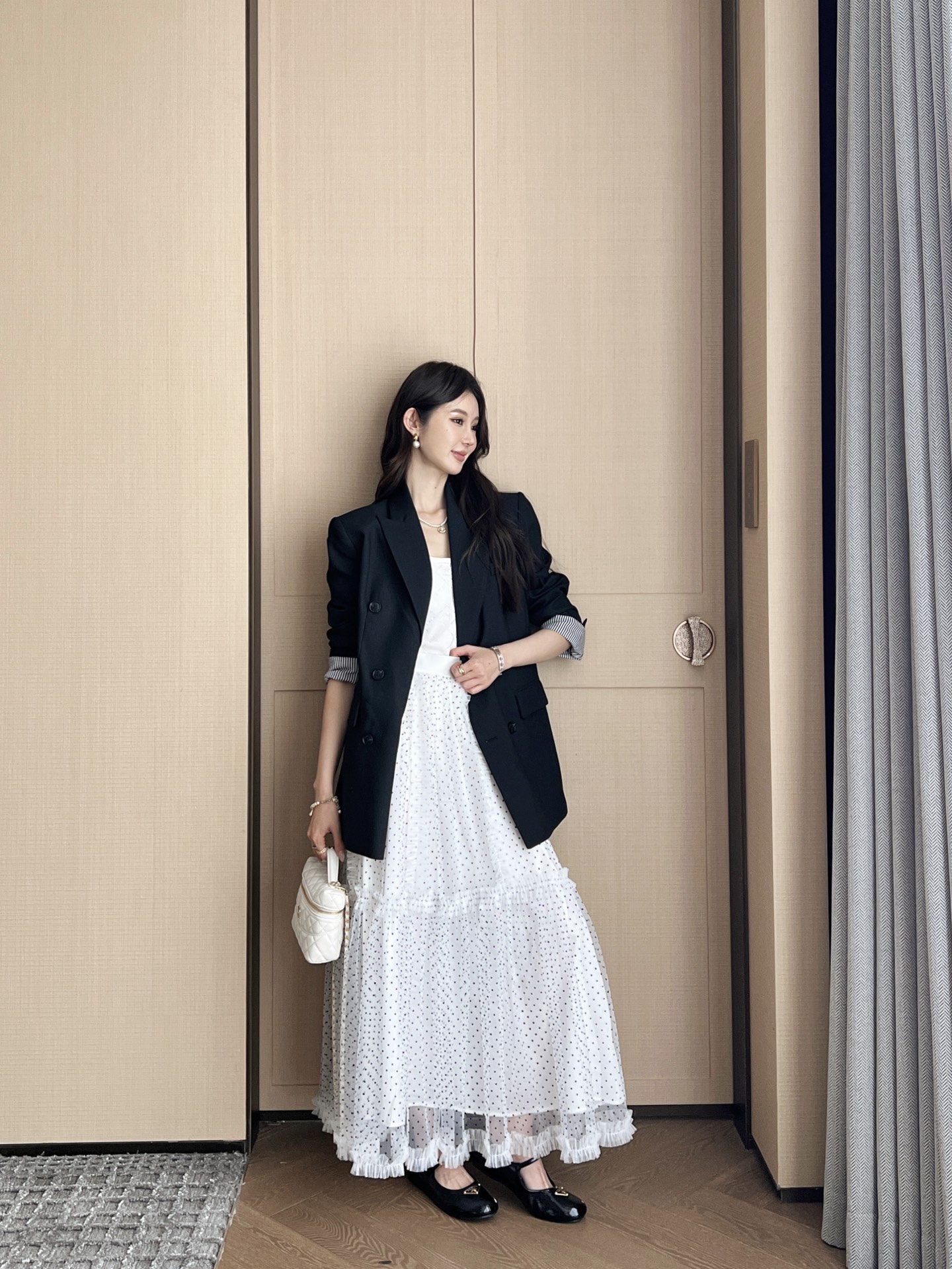 CD 26fw pokla dots mesh skirt