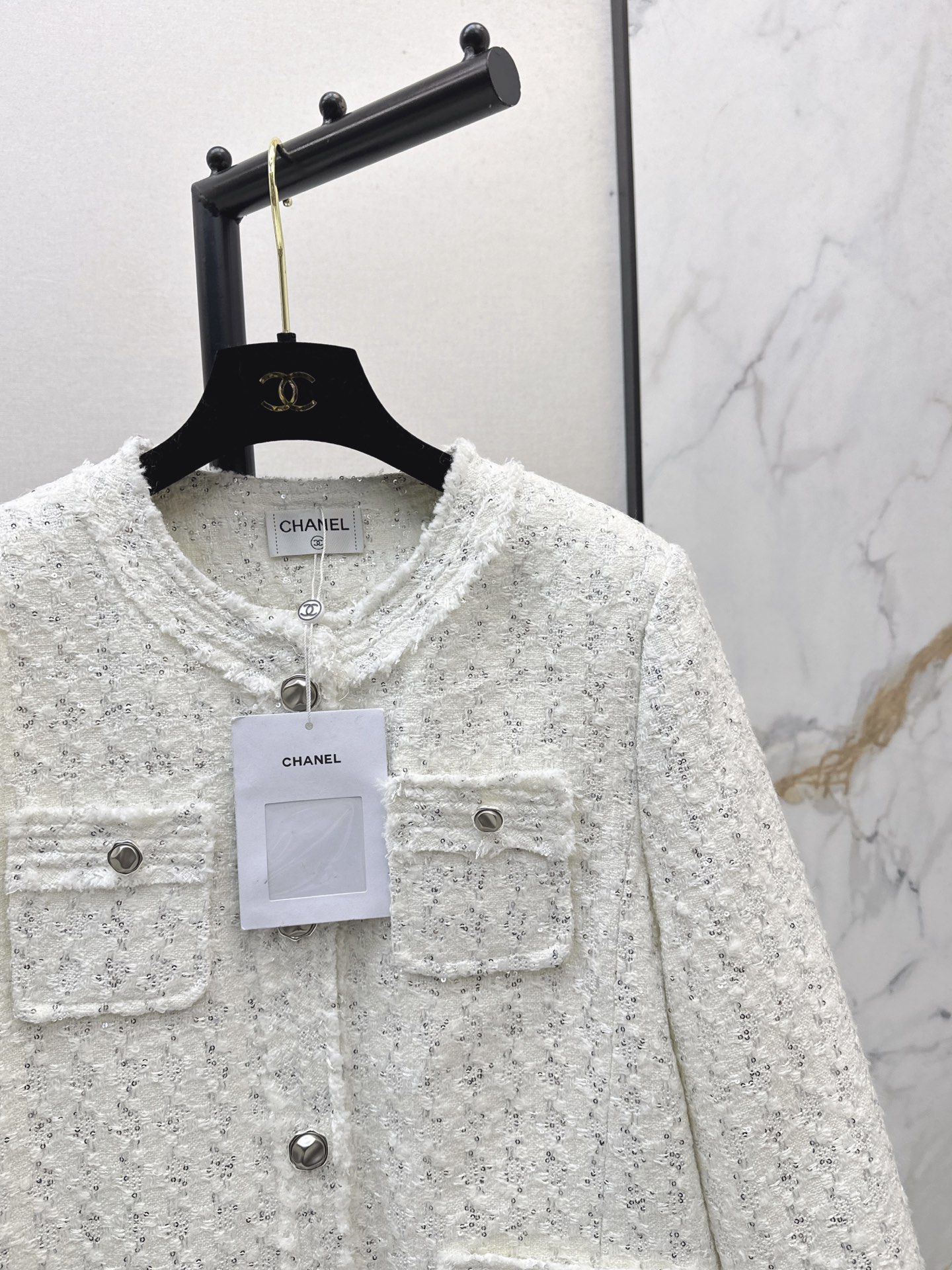 Chan 26fw tweed goose down filled woven jacket