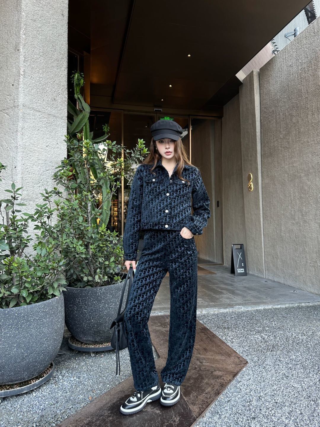 CD 26fw print straight-leg jeans