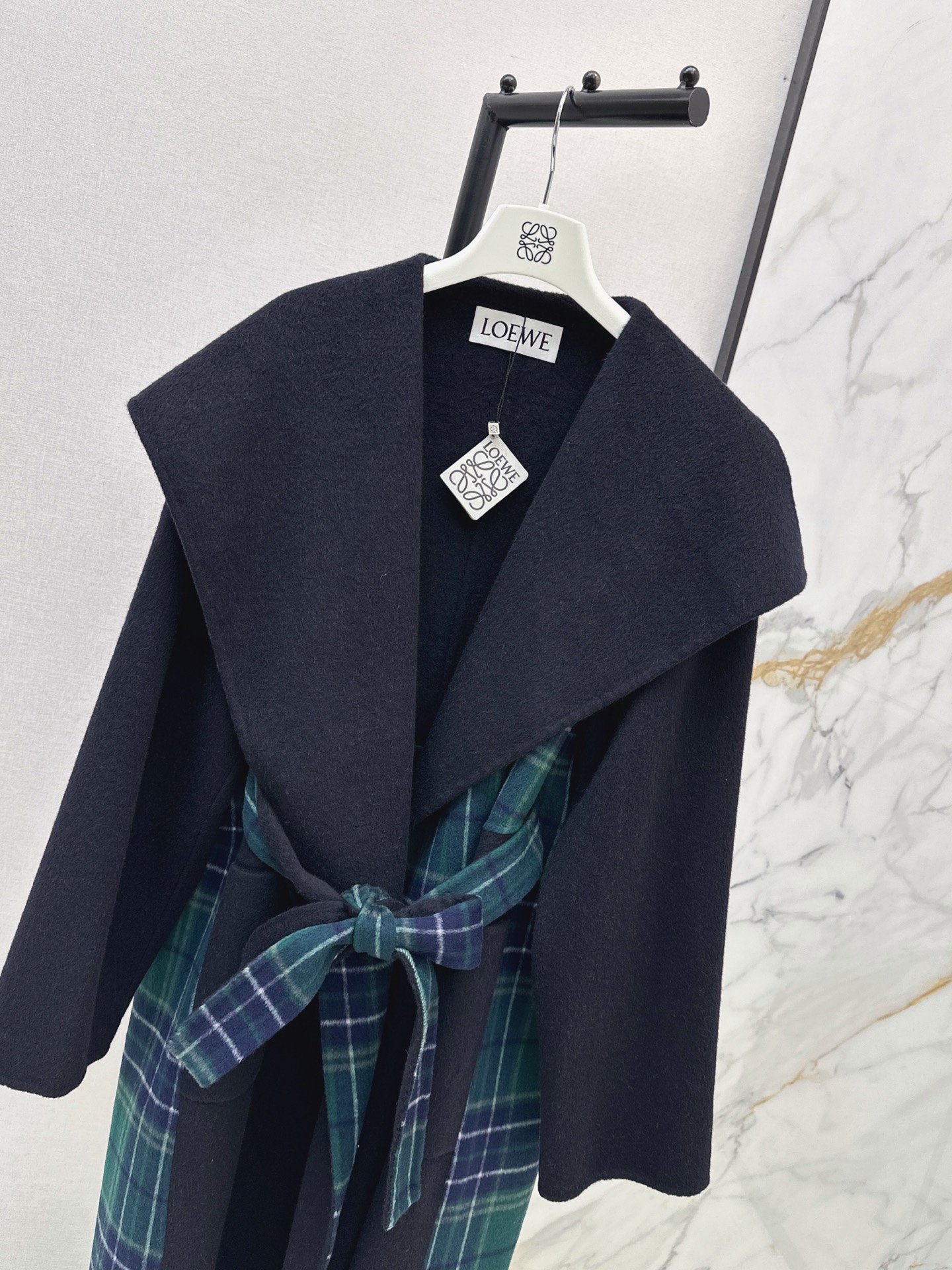 Loe 26fw check contract wool overcoats