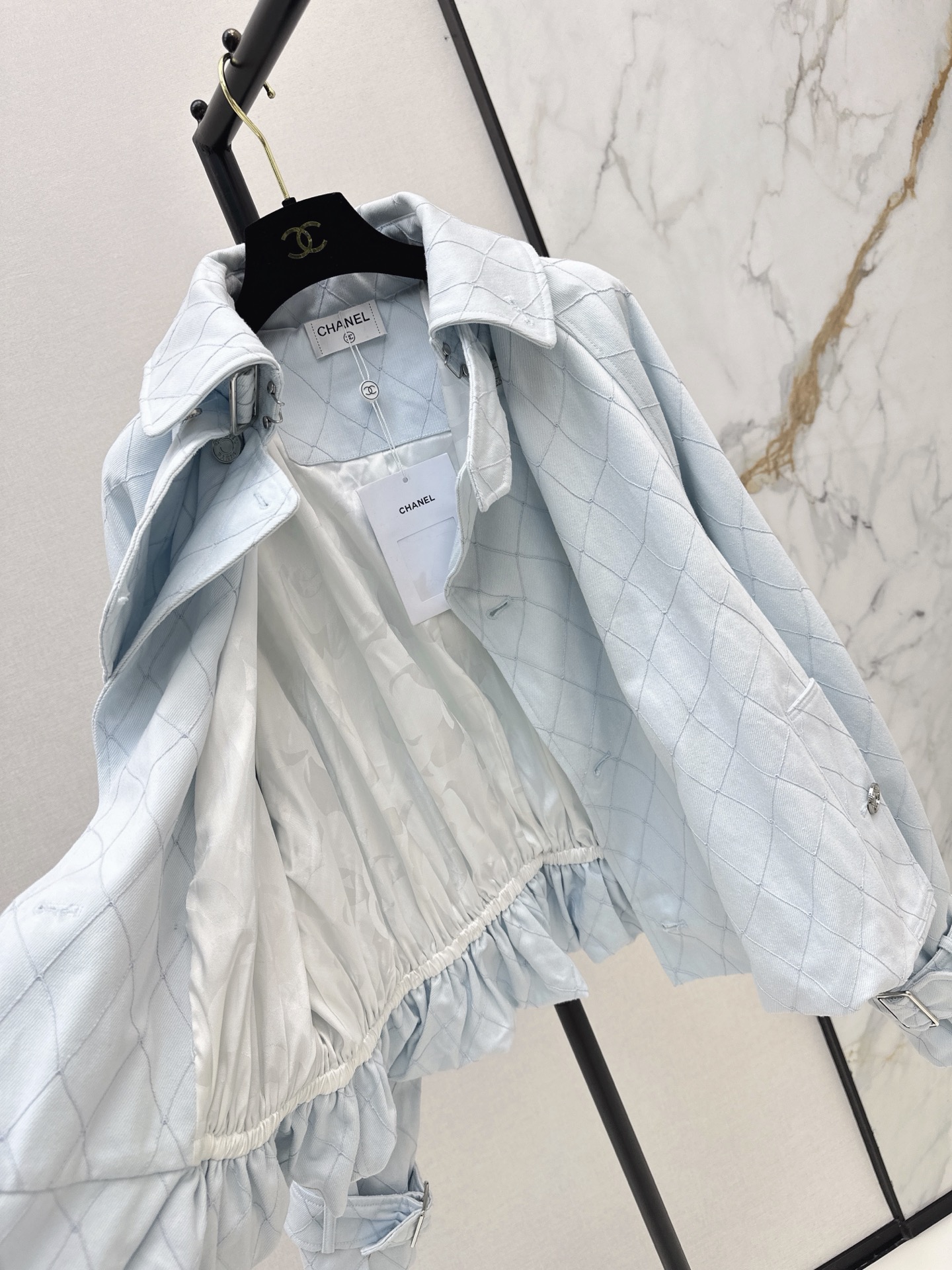 Chan 26fw cropped denim trench coats