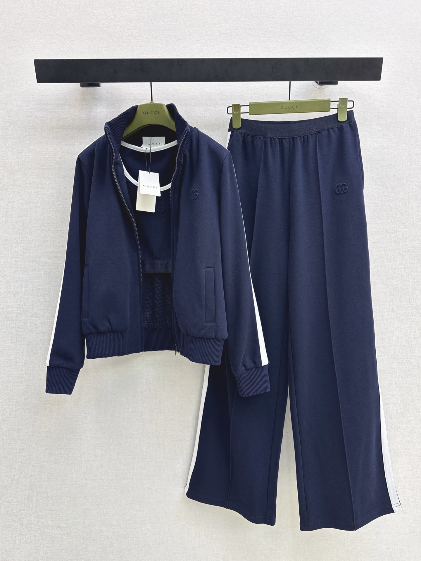 Guc 26fw zipper jacket vest pants sets