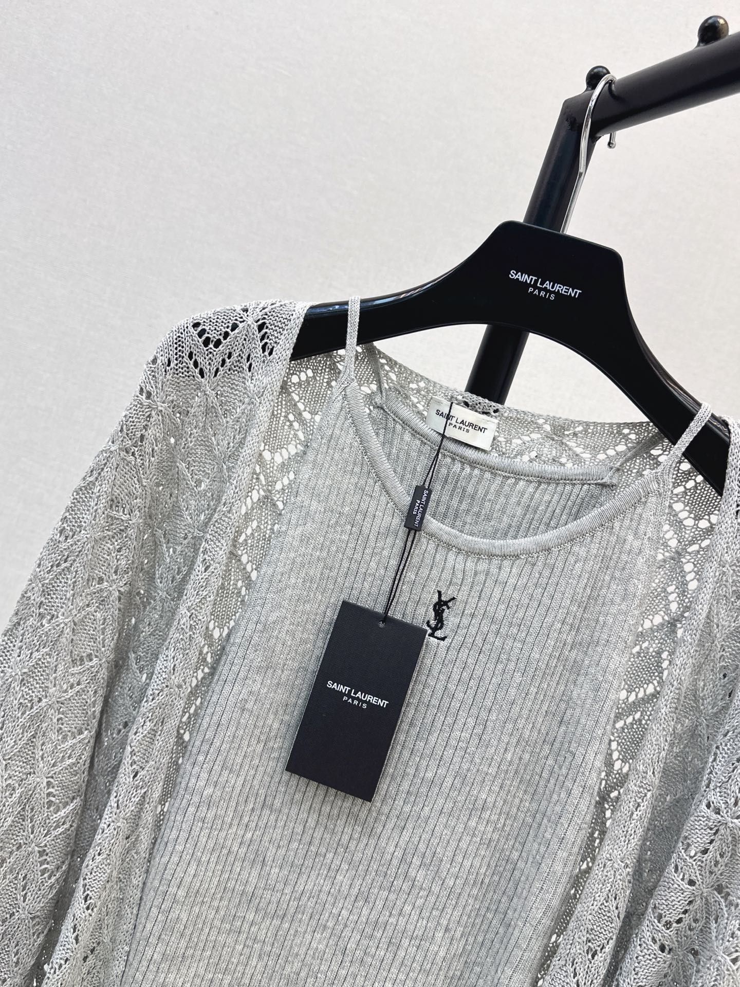 Sain 26fw hollow knit cardigan vest sets