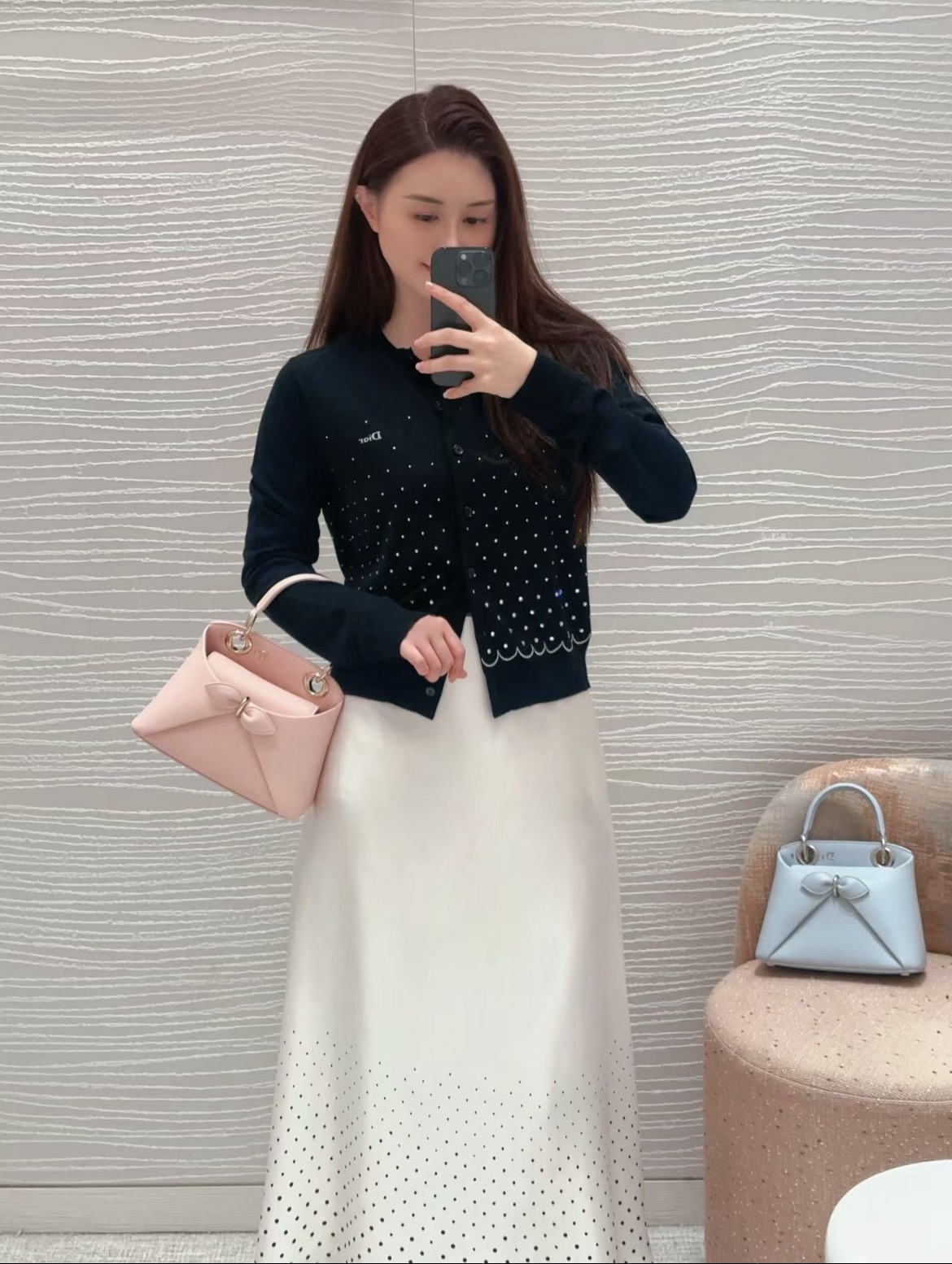 CD 26fw rhinestone knit cardigan