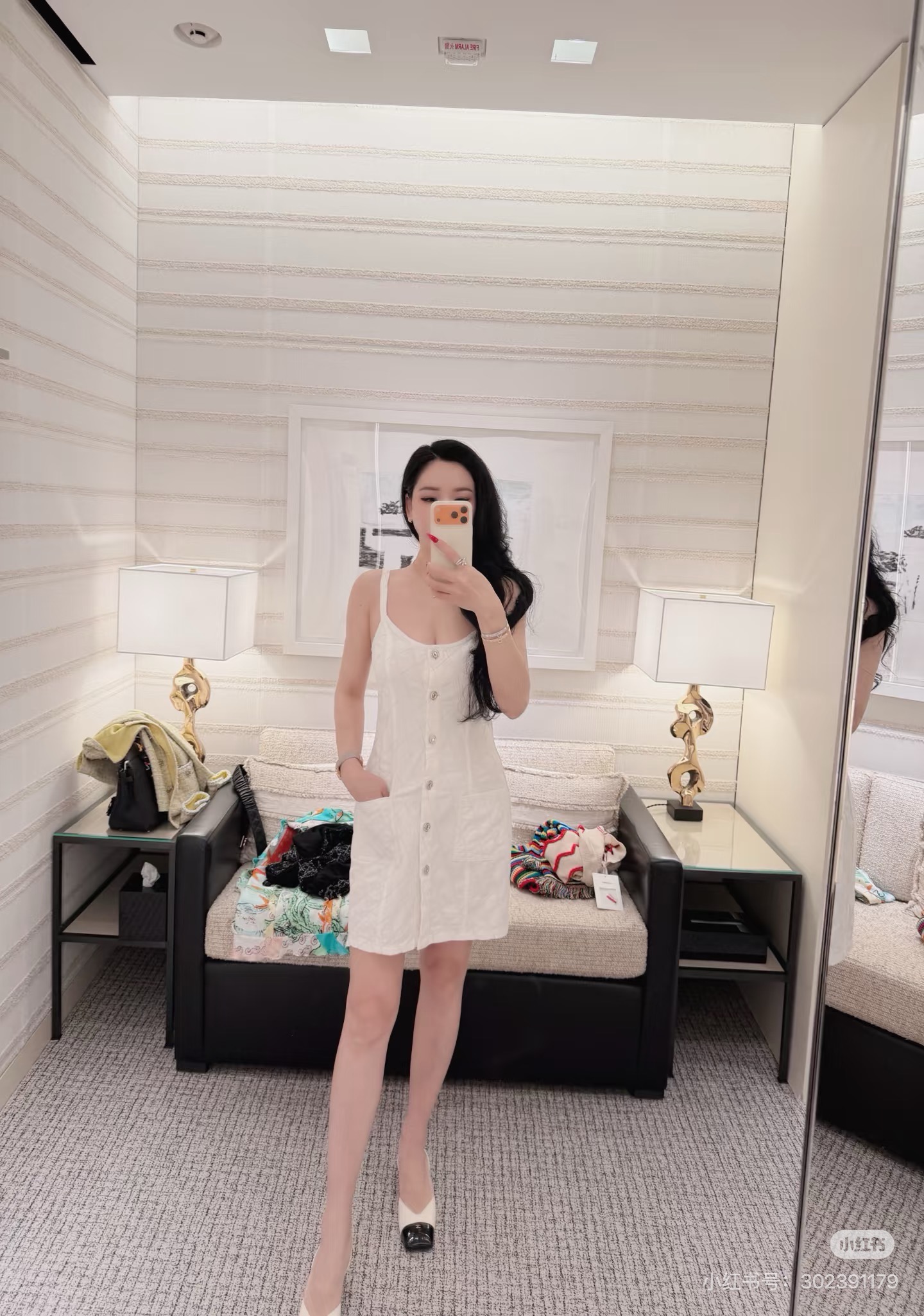 Chan 26ss denim embroidery slip dress
