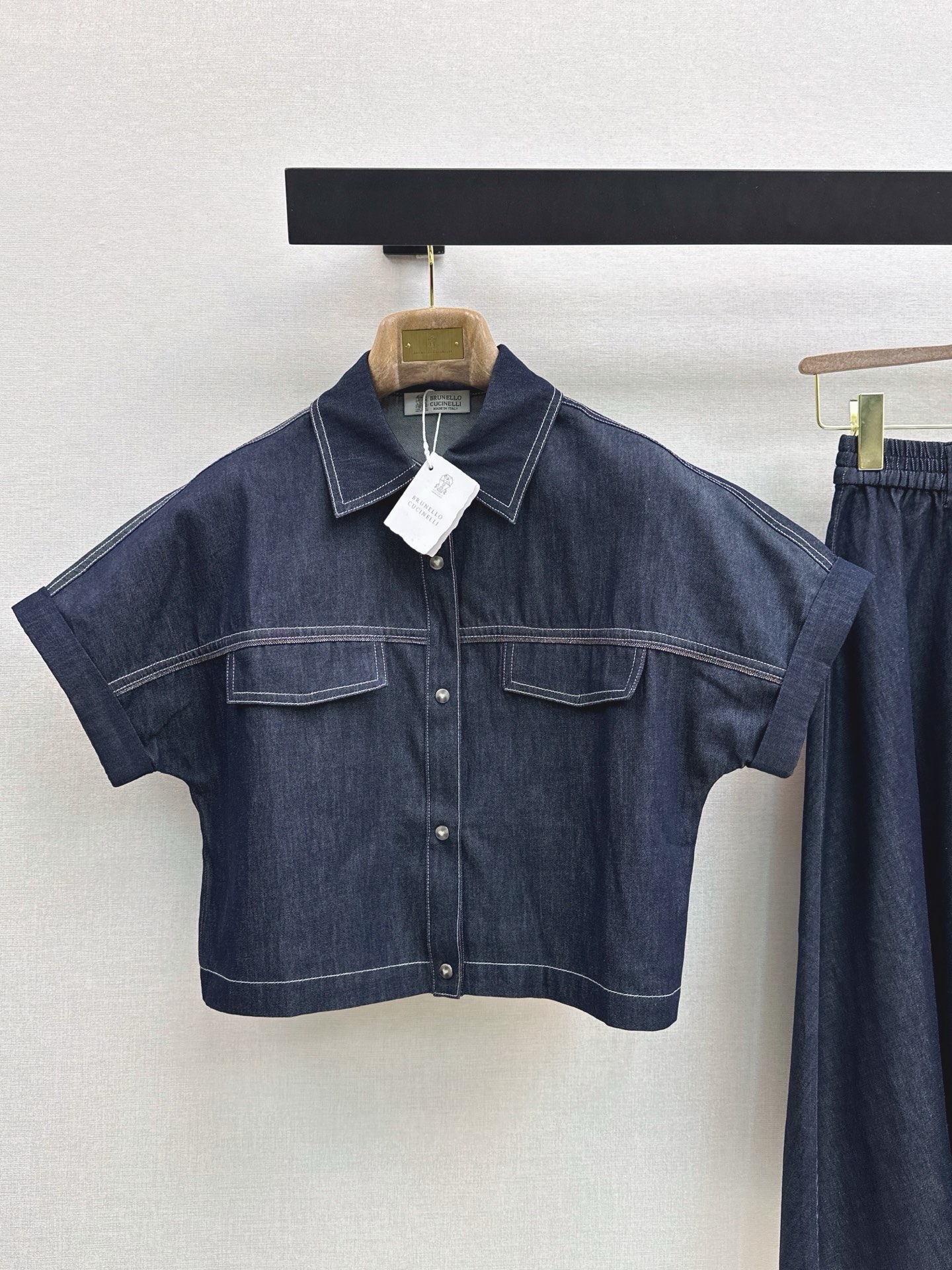 Brun 26ss denim shirt skirt sets