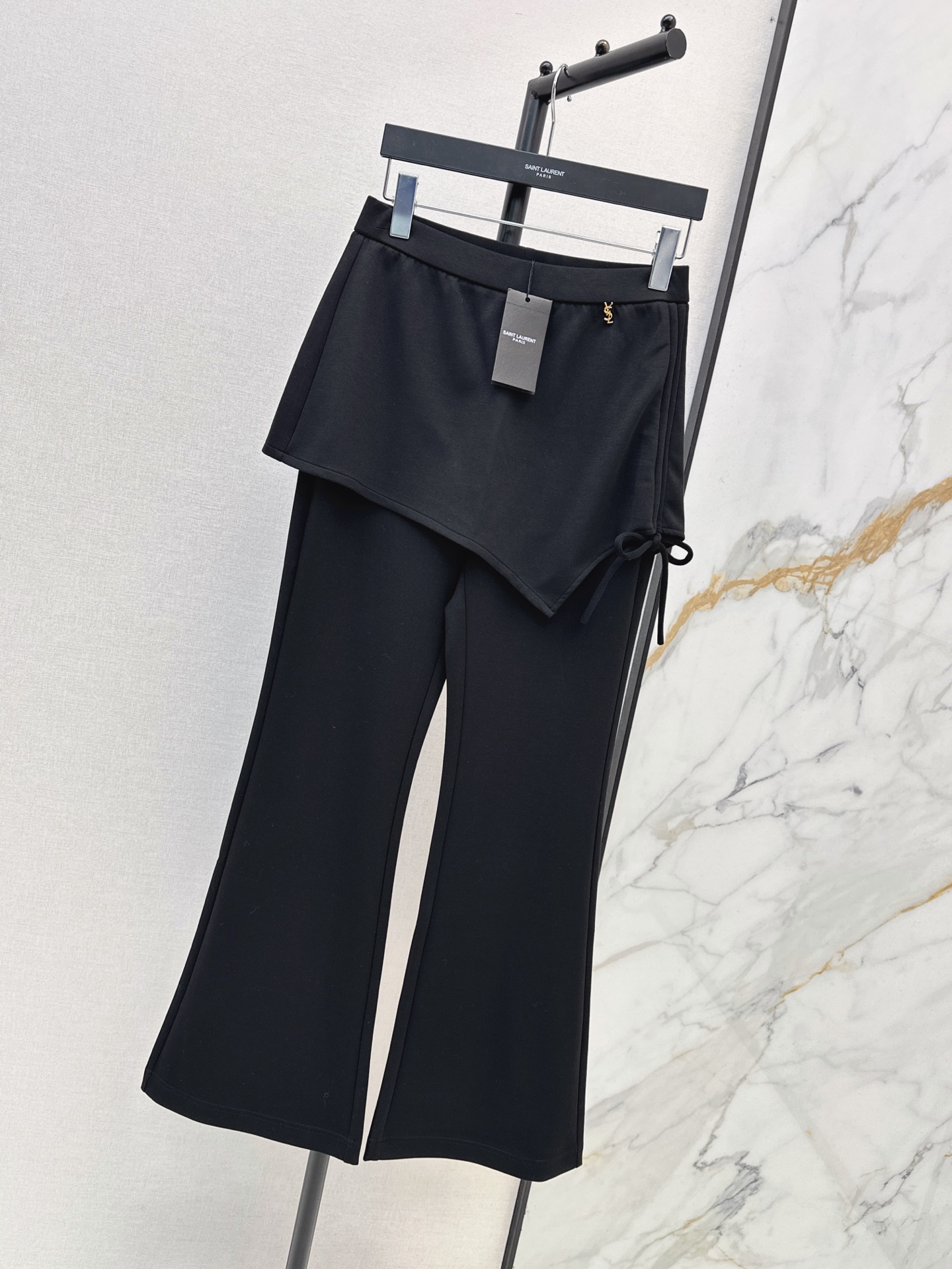 Sain 26fw asymmetric skirt-overlay flared pants