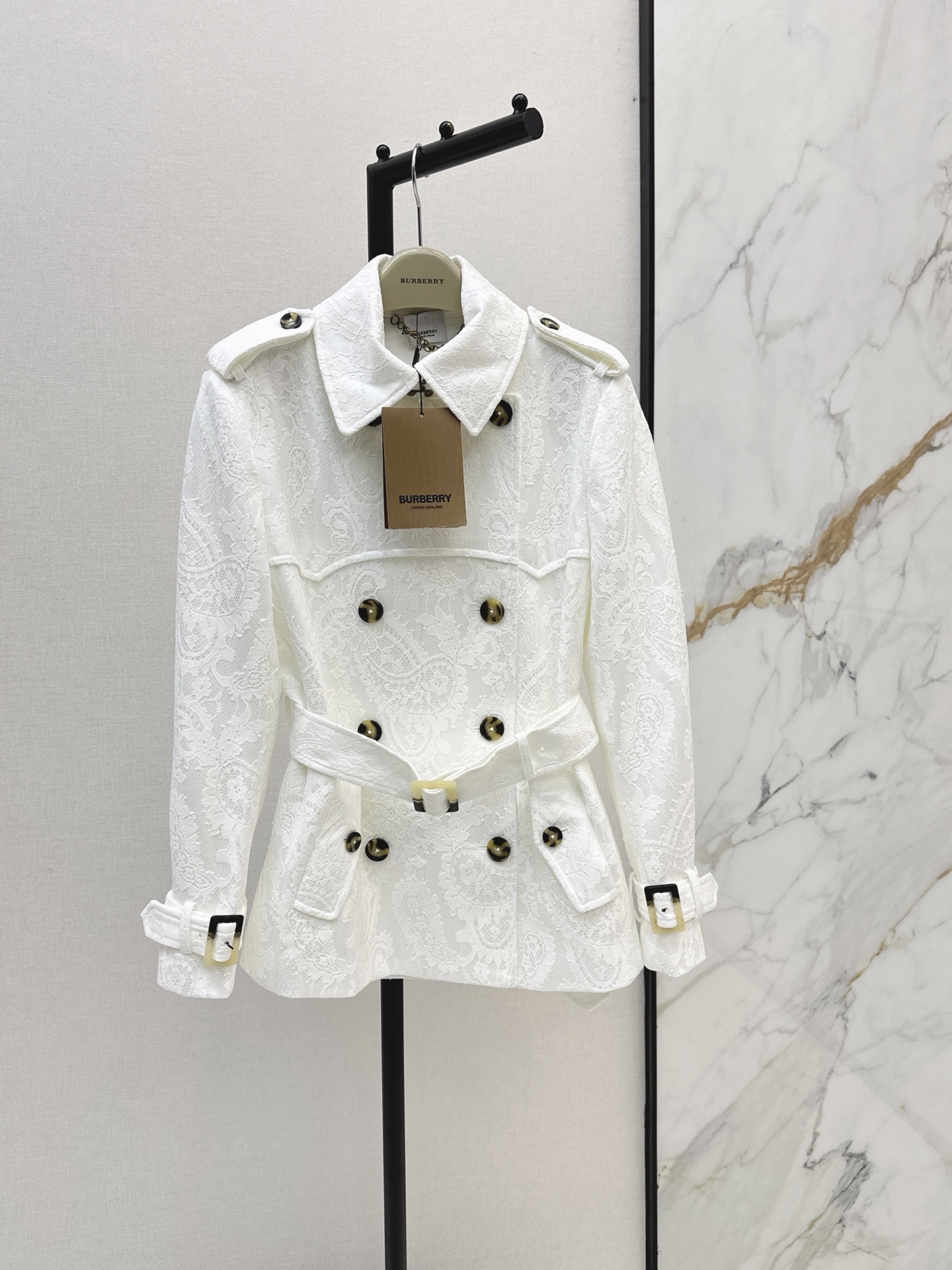 Bur 26fw lace cropped trench coats
