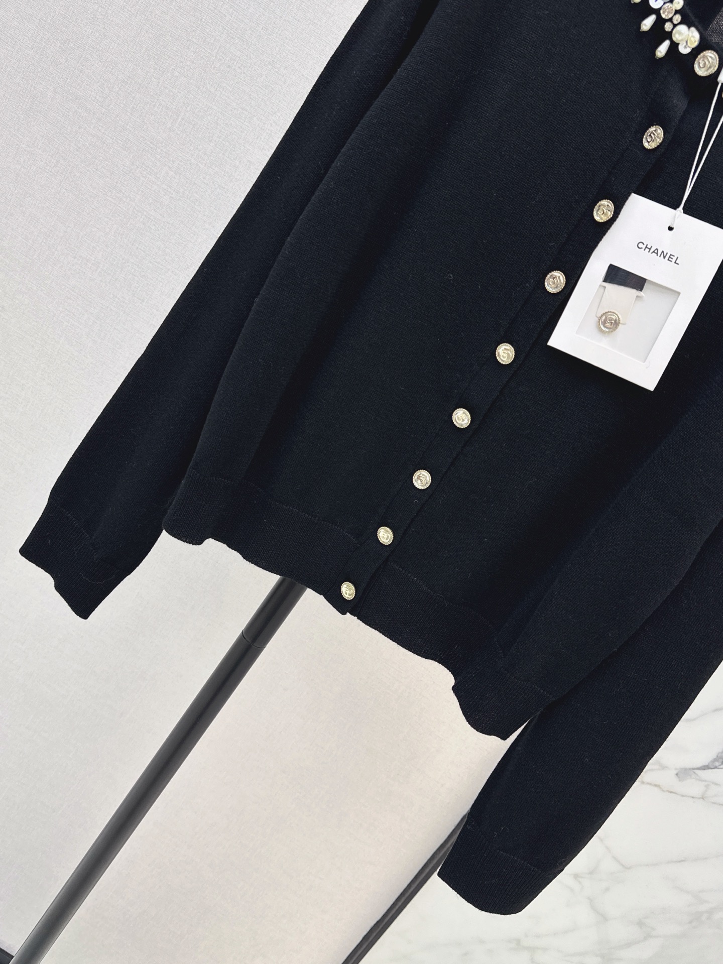 Chan 26fw rhinestone knit cardigan