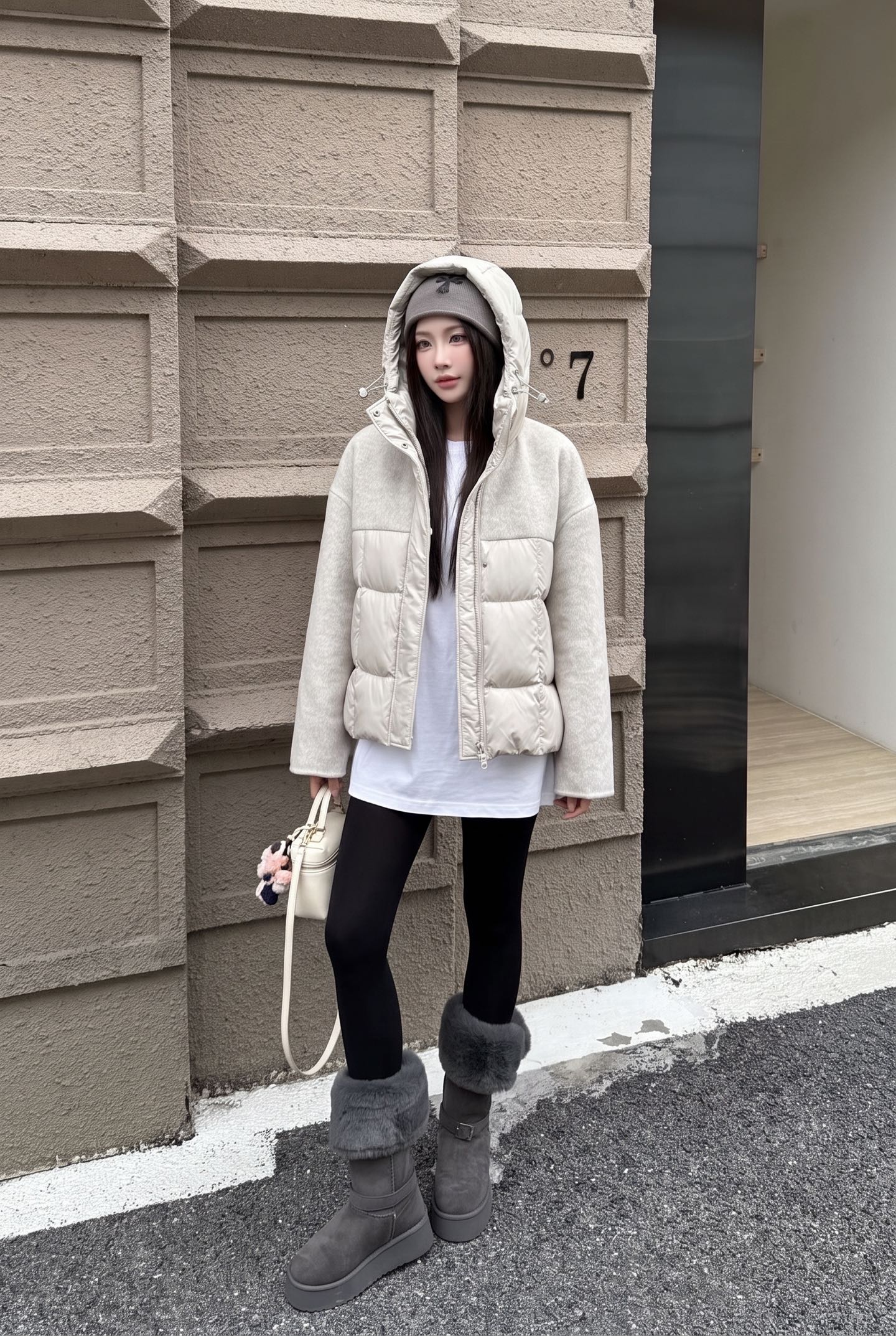 Max 26fw hooded wool contract down jacket