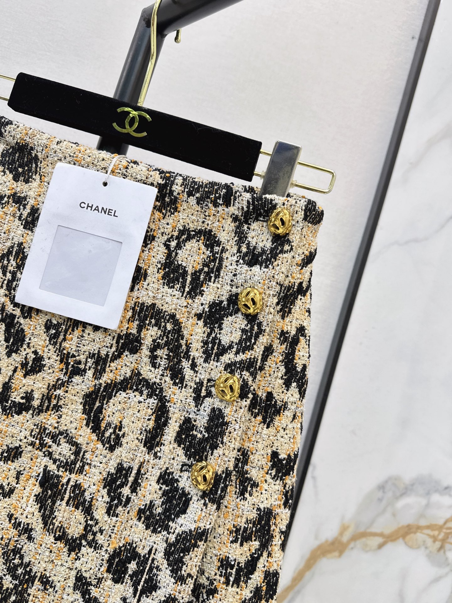 Chan 26fw leopard jacquard A-line skirt