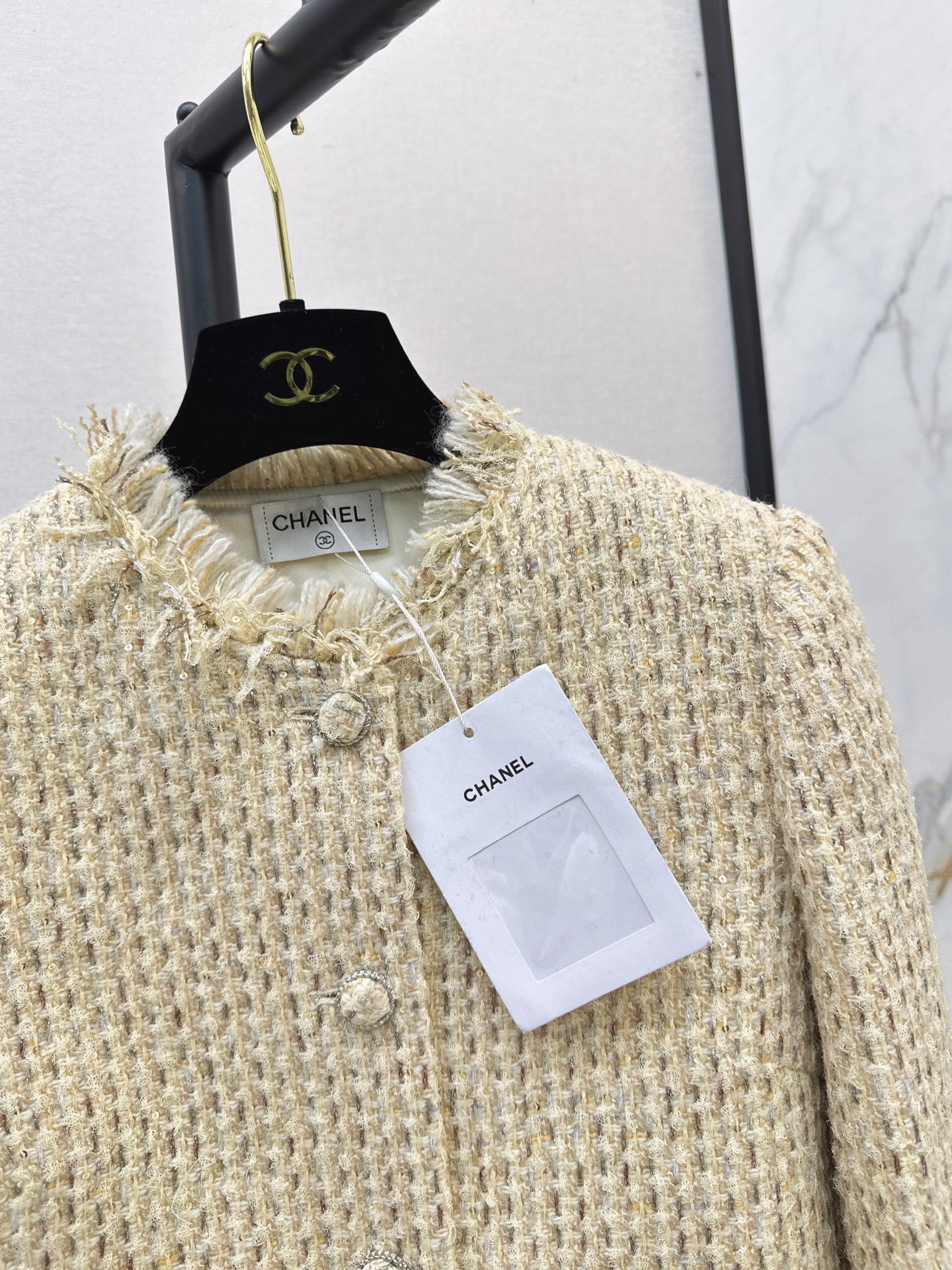 Chan 26fw fringe tweed jacket