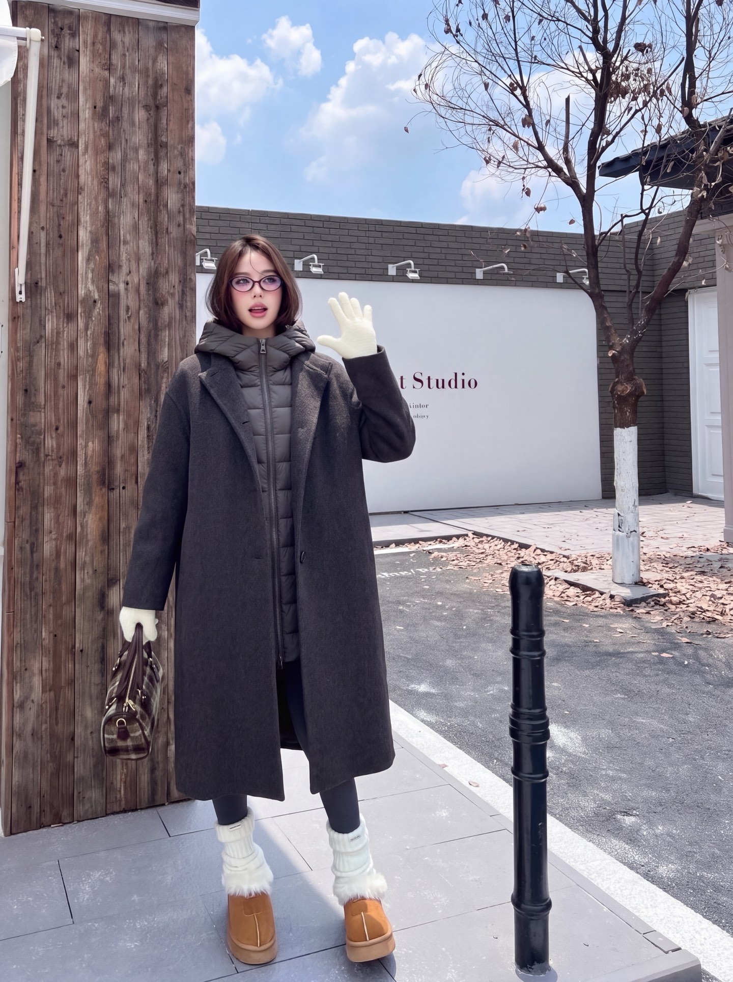 Max 26fw hooded down vest woolen overcoats sets