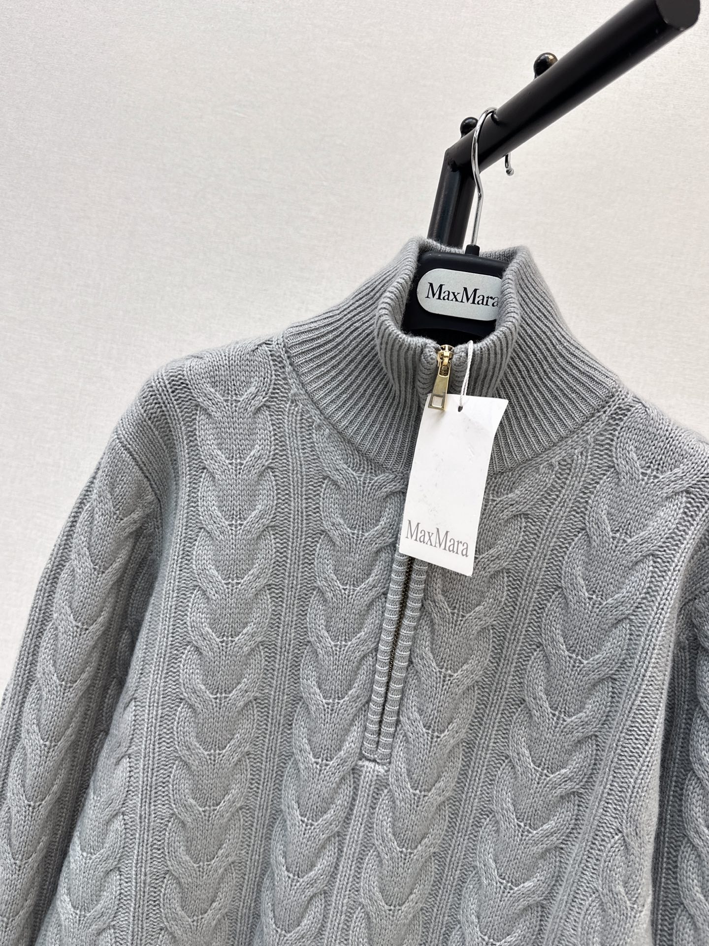 Max 26fw cable half-zip knit sweater