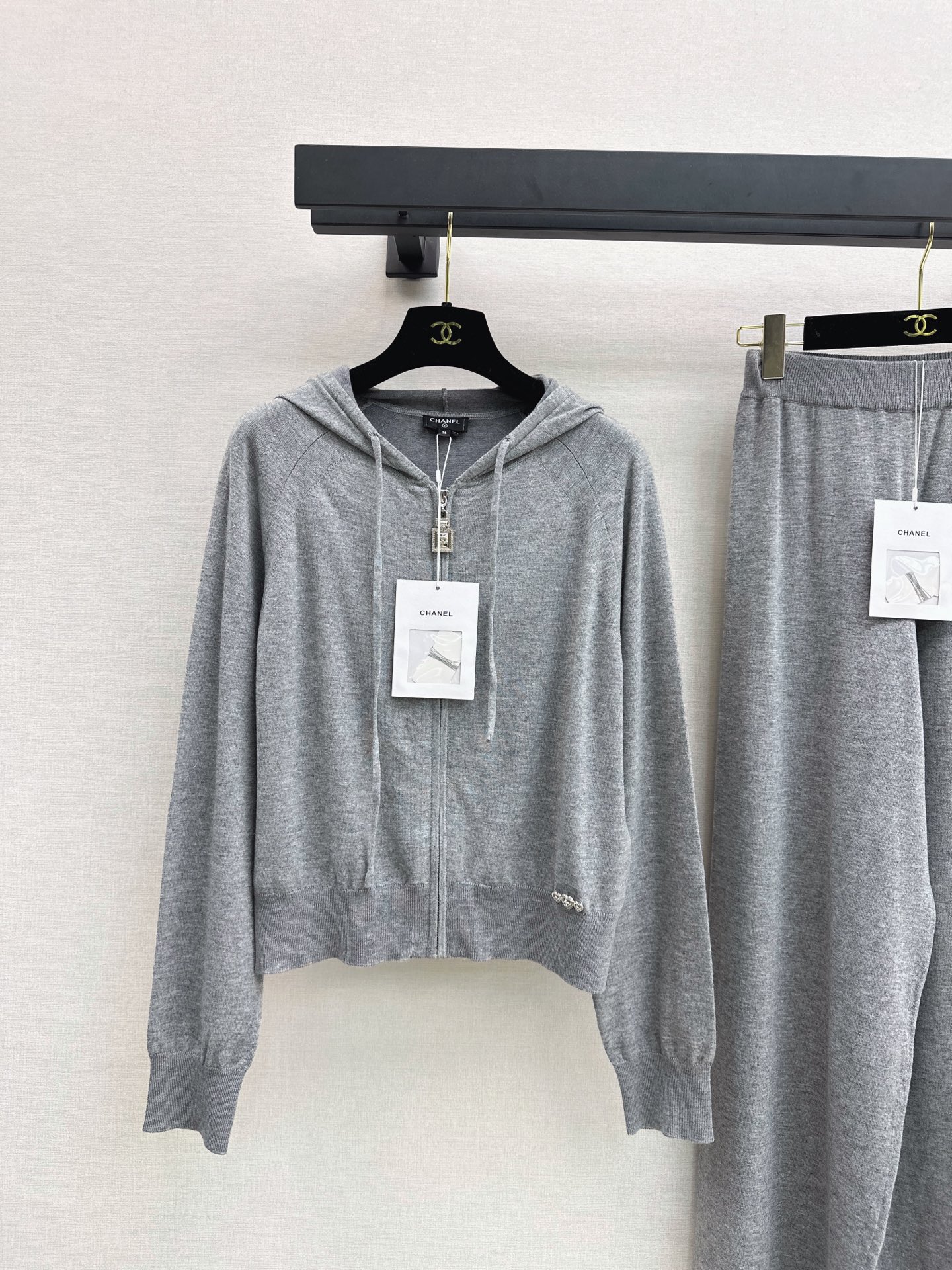 Chan 26fw knit hooded jacket pants sets